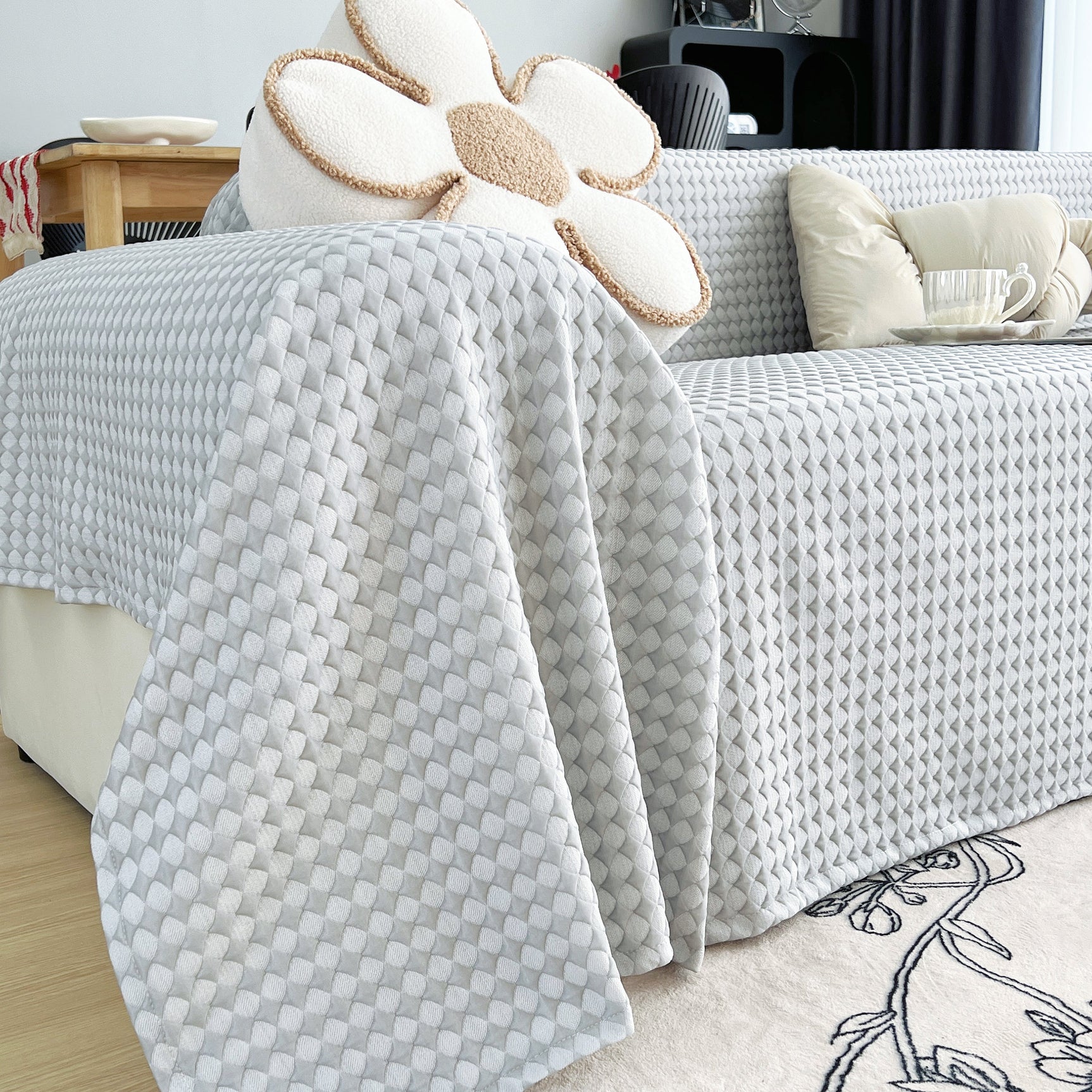 Cooling Textured Sofa Cover Washable Soft Couch Throw Blanket for Summer & Pets - Ornate Home