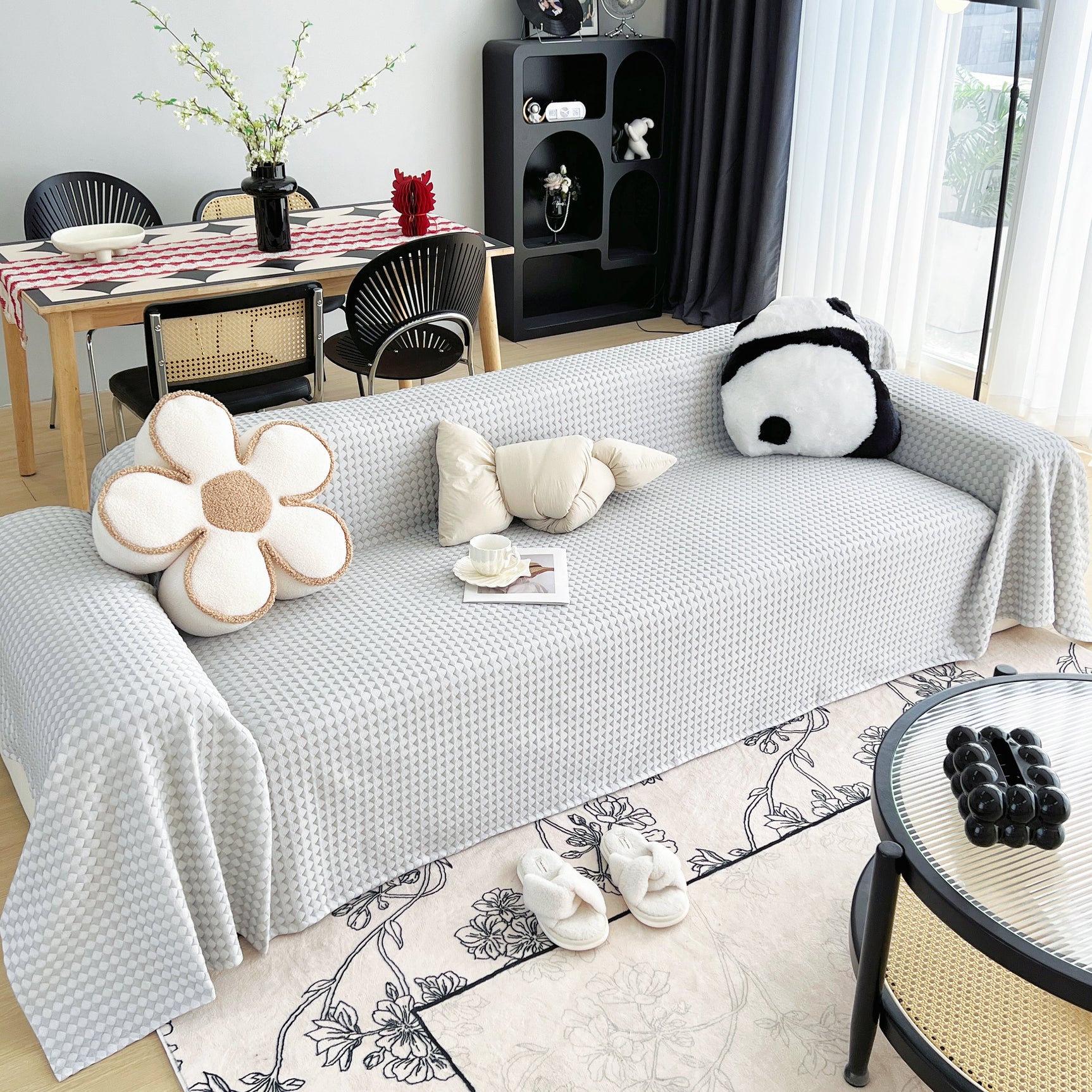 Cooling Textured Sofa Cover Washable Soft Couch Throw Blanket for Summer & Pets - Ornate Home