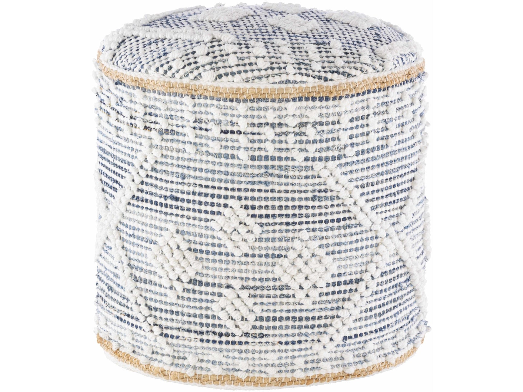 Coombabah Blue and White Cylinder Pouf - Ornate Home