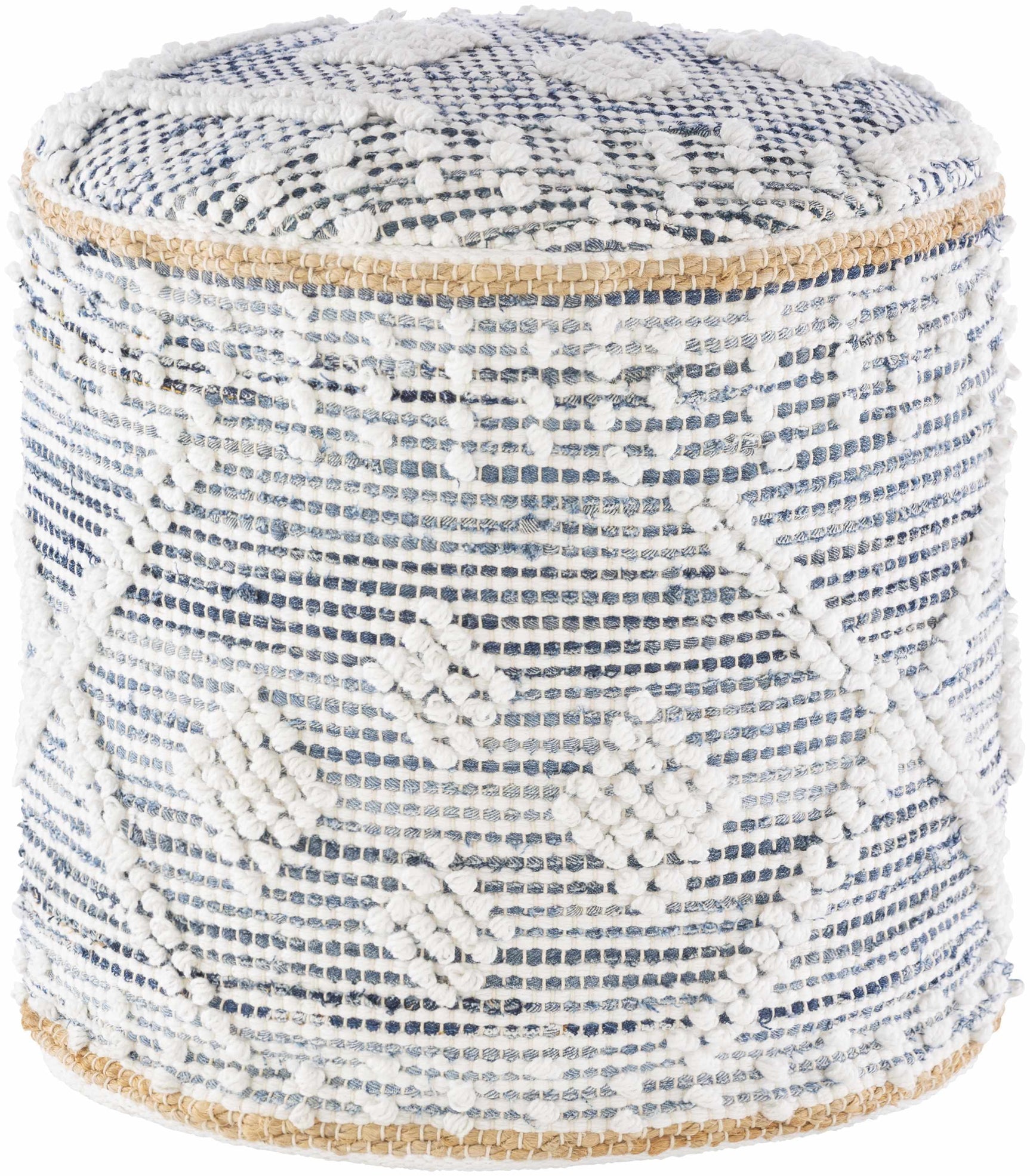 Coombabah Blue and White Cylinder Pouf - Ornate Home
