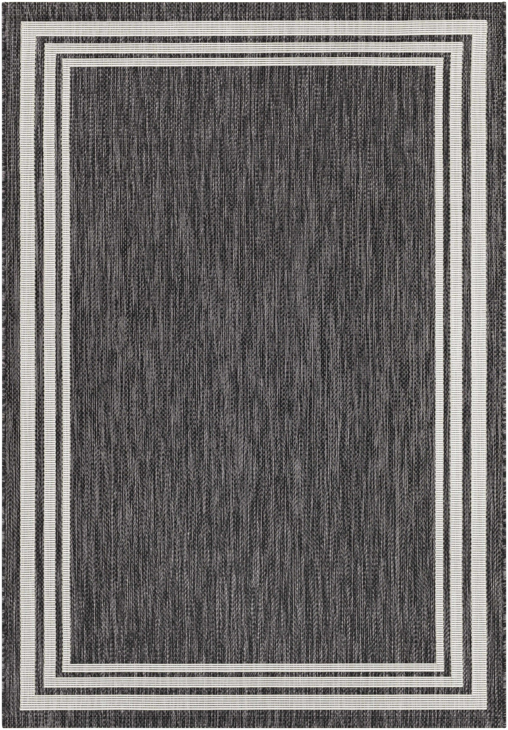 Coonamble Bordered Anthracite Outdoor Rug - Ornate Home