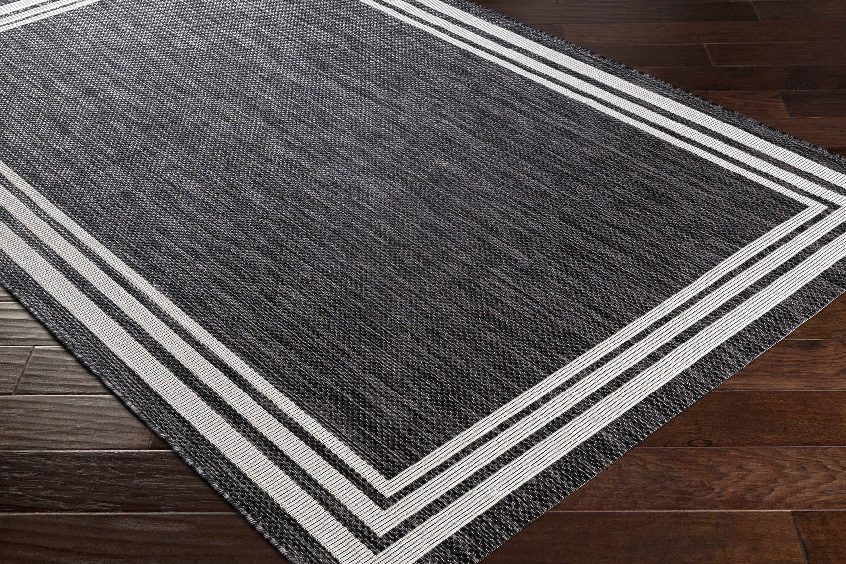 Coonamble Bordered Anthracite Outdoor Rug - Ornate Home