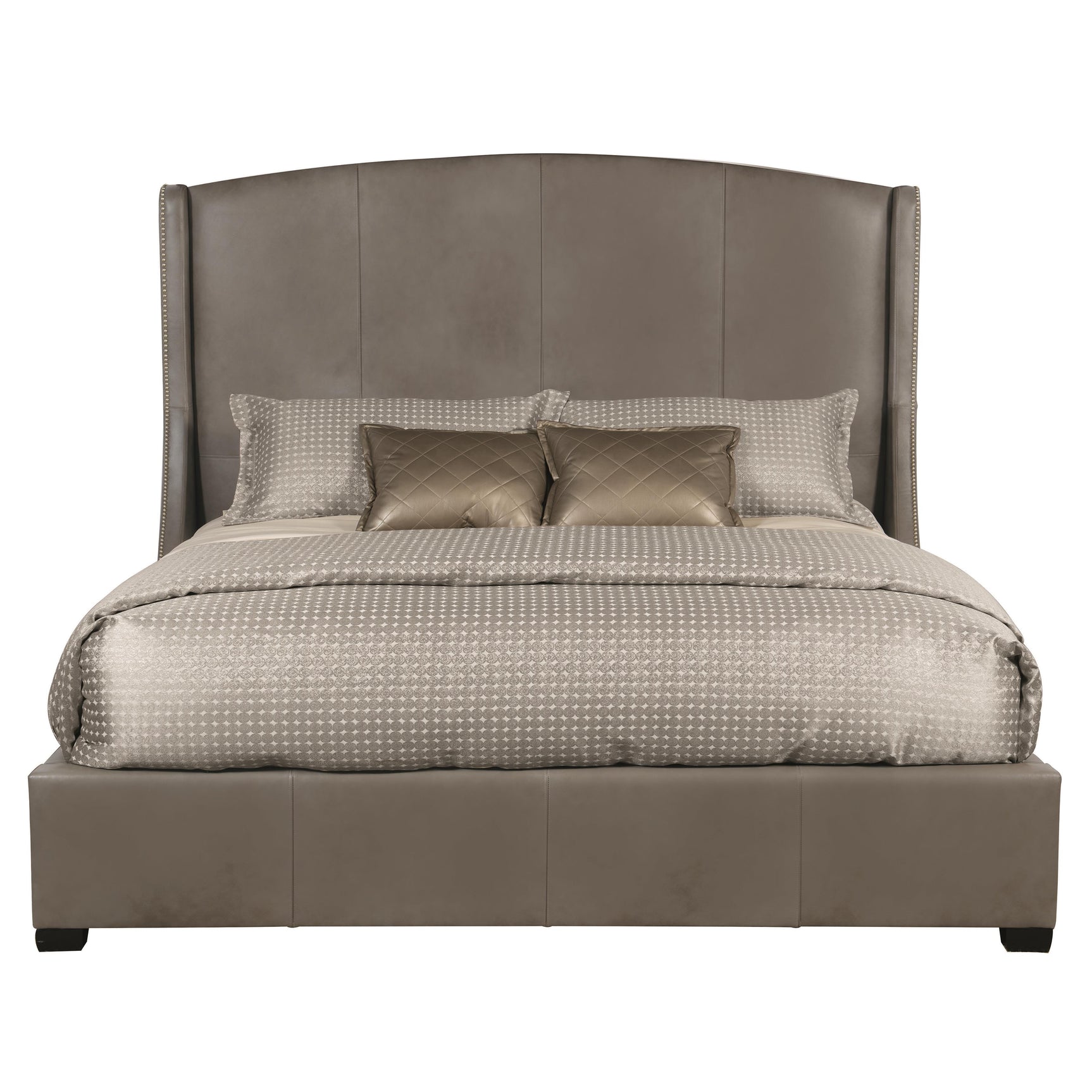 Cooper Grey Leather Shelter Queen Bed – Tall Headboard - Ornate Home