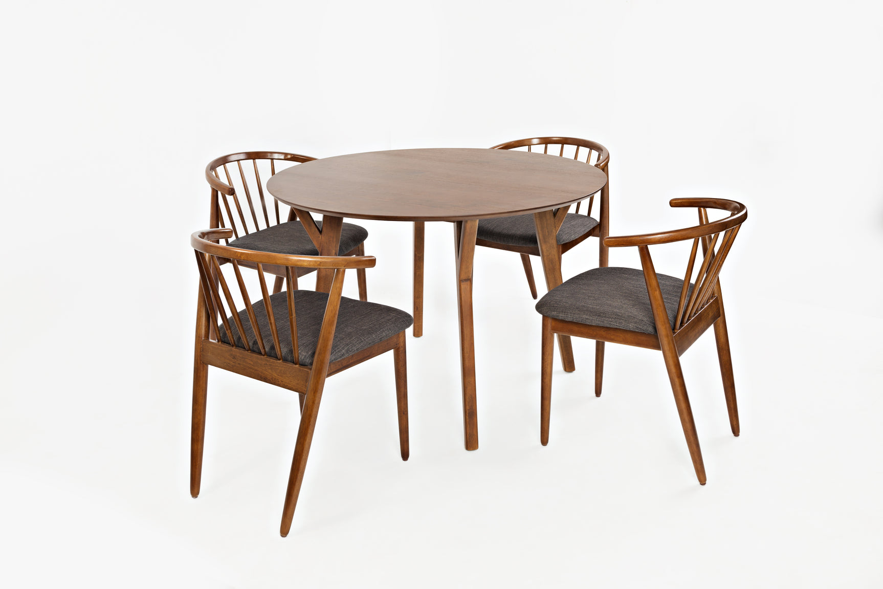 Copenhagen Brown/Gray Round Dining Table w/ 4 Denmark Chairs - Ornate Home