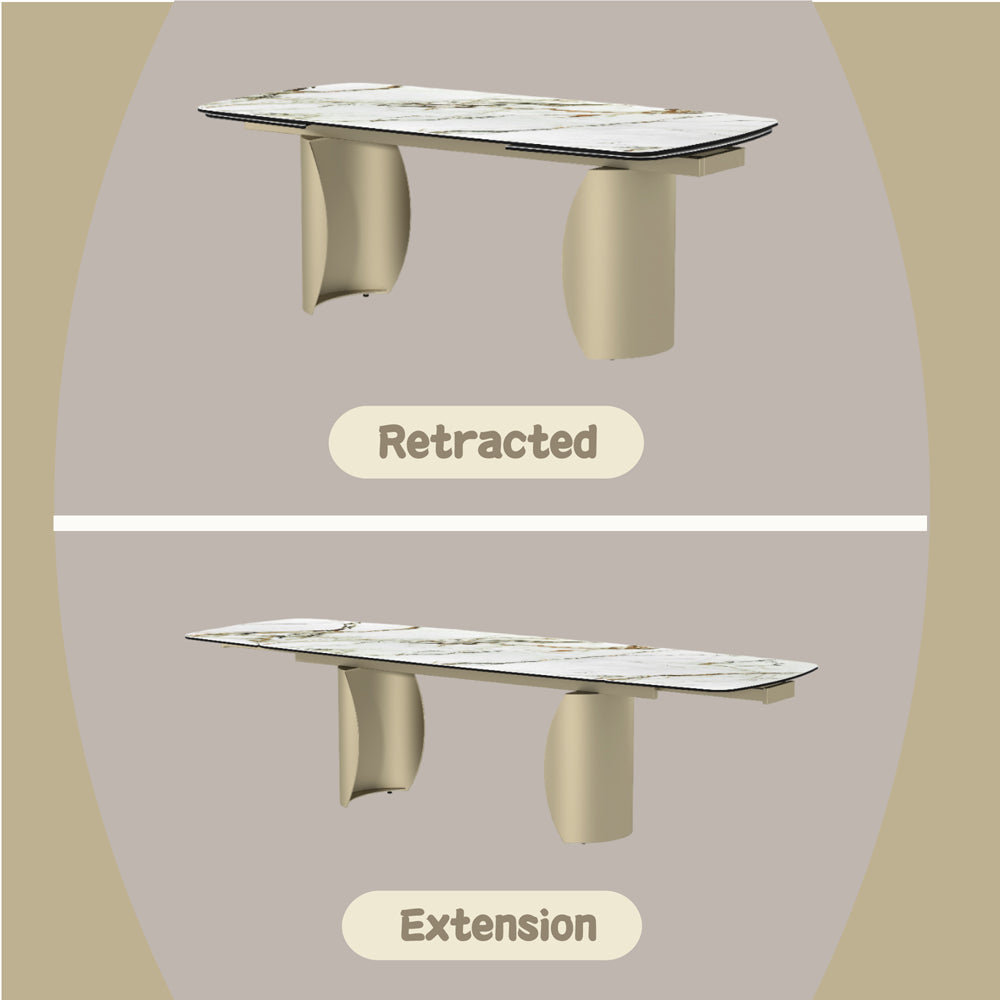 Cora Ceramic Top & Golden Champange Dining Table - Ornate Home