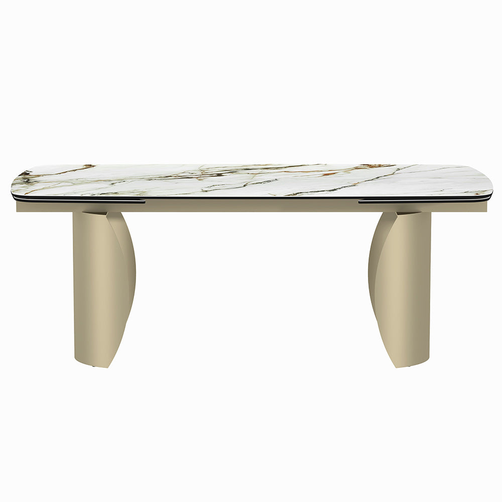 Cora Ceramic Top & Golden Champange Dining Table - Ornate Home