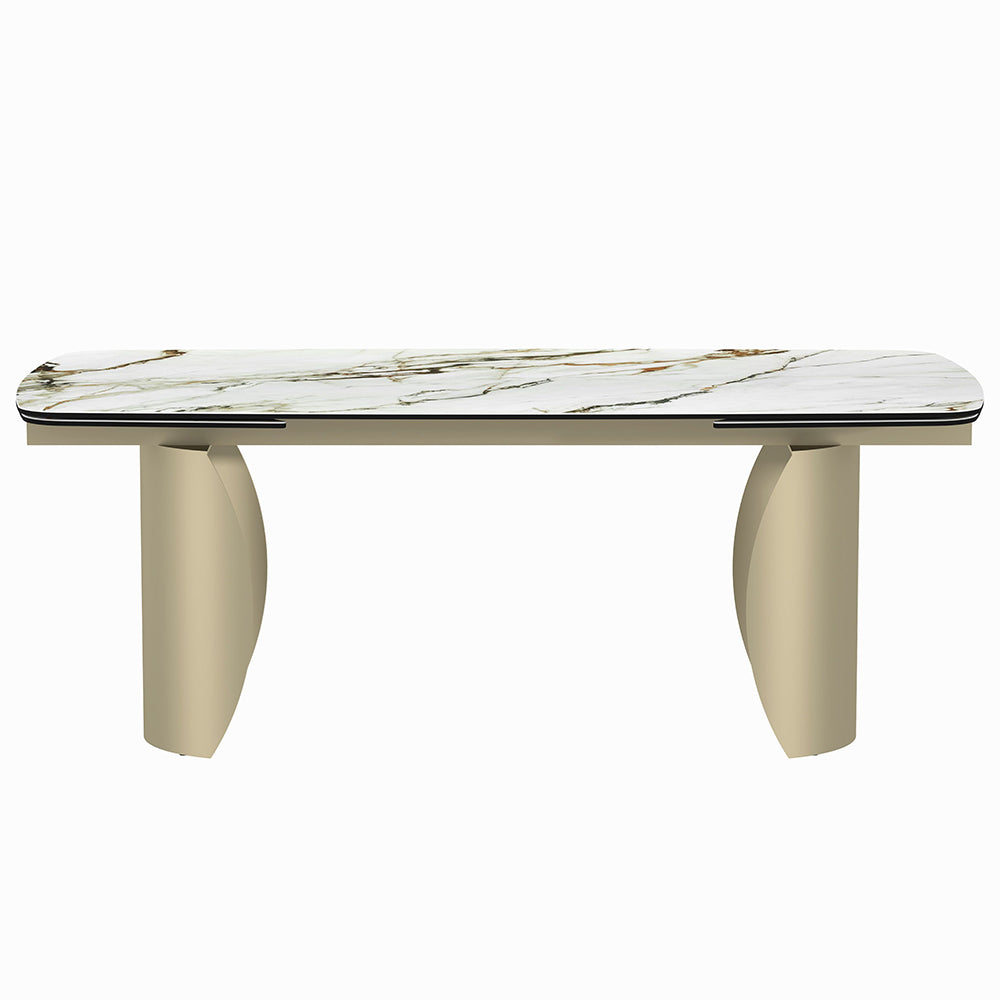 Cora Ceramic Top & Golden Champange Dining Table - Ornate Home