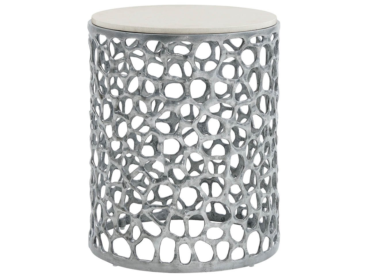 Coral Antique Nickel/Quartz Stone Side Table - Ornate Home