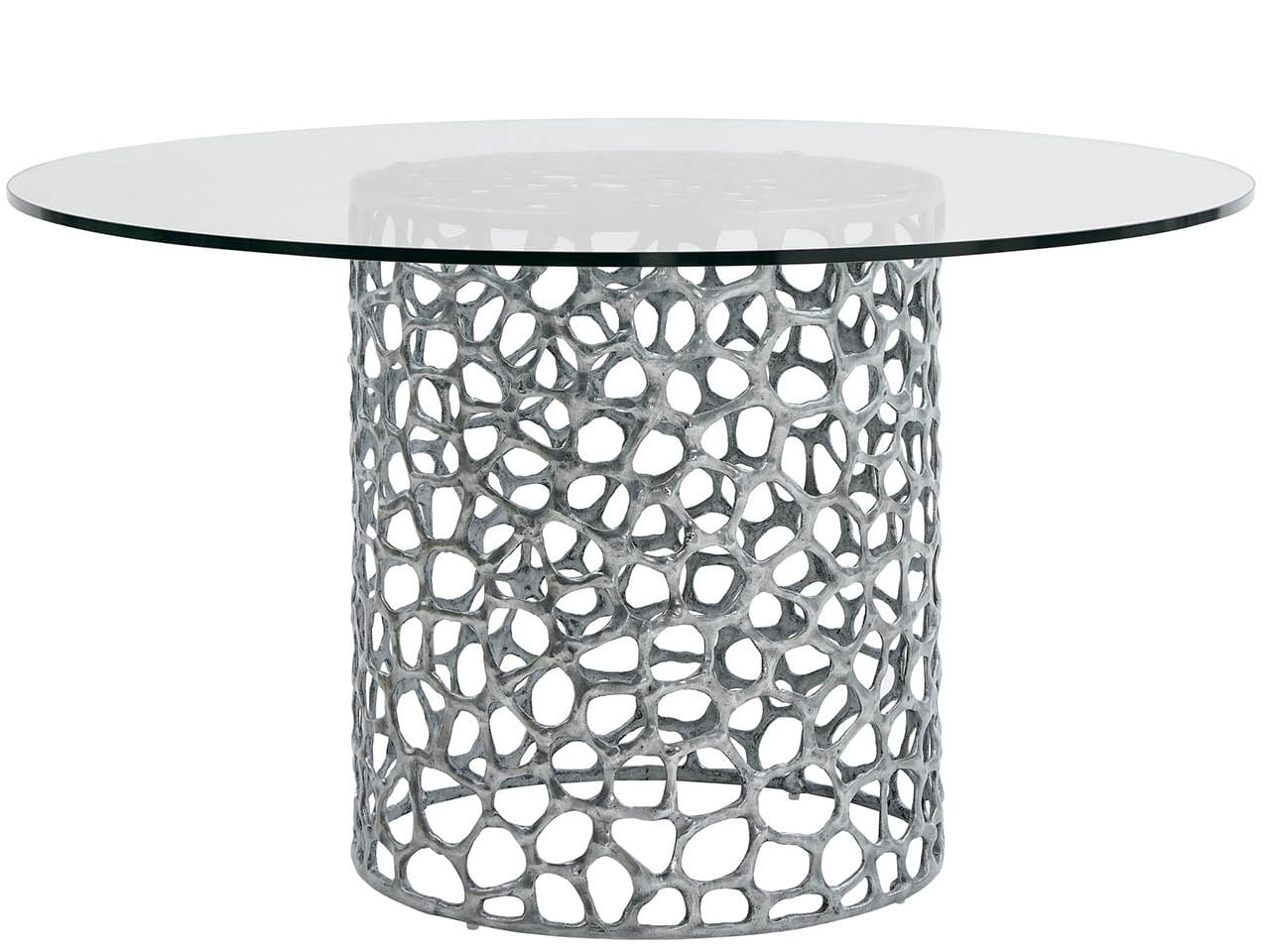 Coral Antique Nickel/Tempered Glass Dining Table 60 - Ornate Home