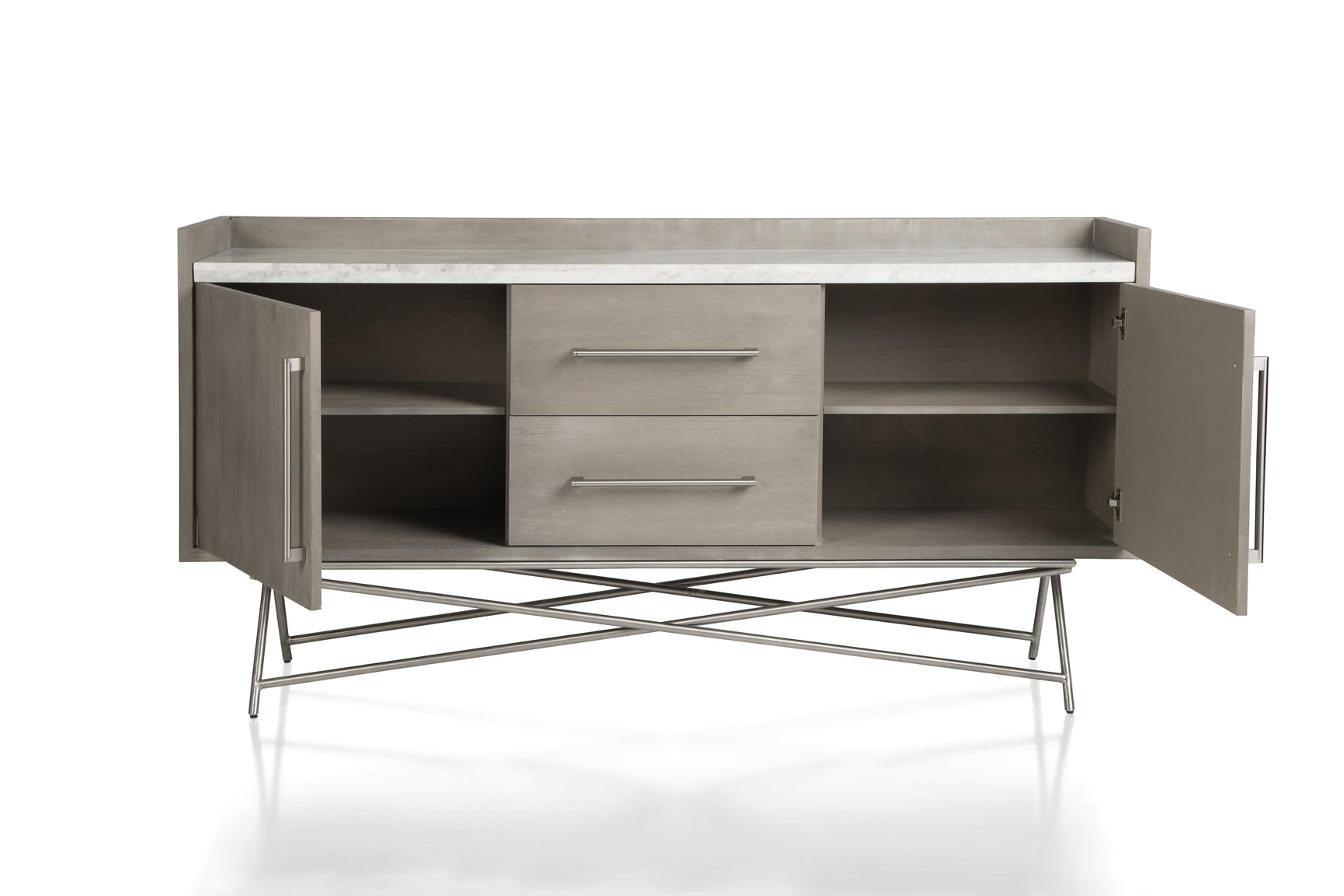 Coral Marble Top Rectangular Sideboard in Antique Grey - Ornate Home