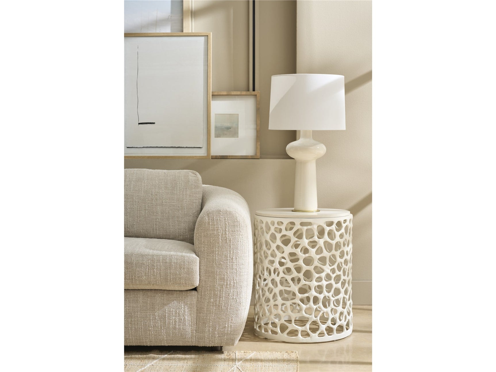 Coral White/Quartz Stone Side Table - Ornate Home
