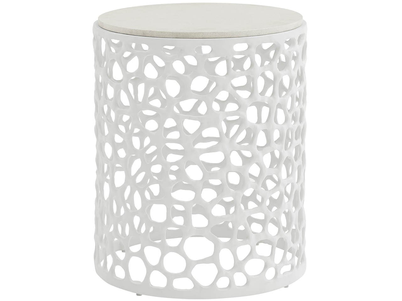 Coral White/Quartz Stone Side Table - Ornate Home