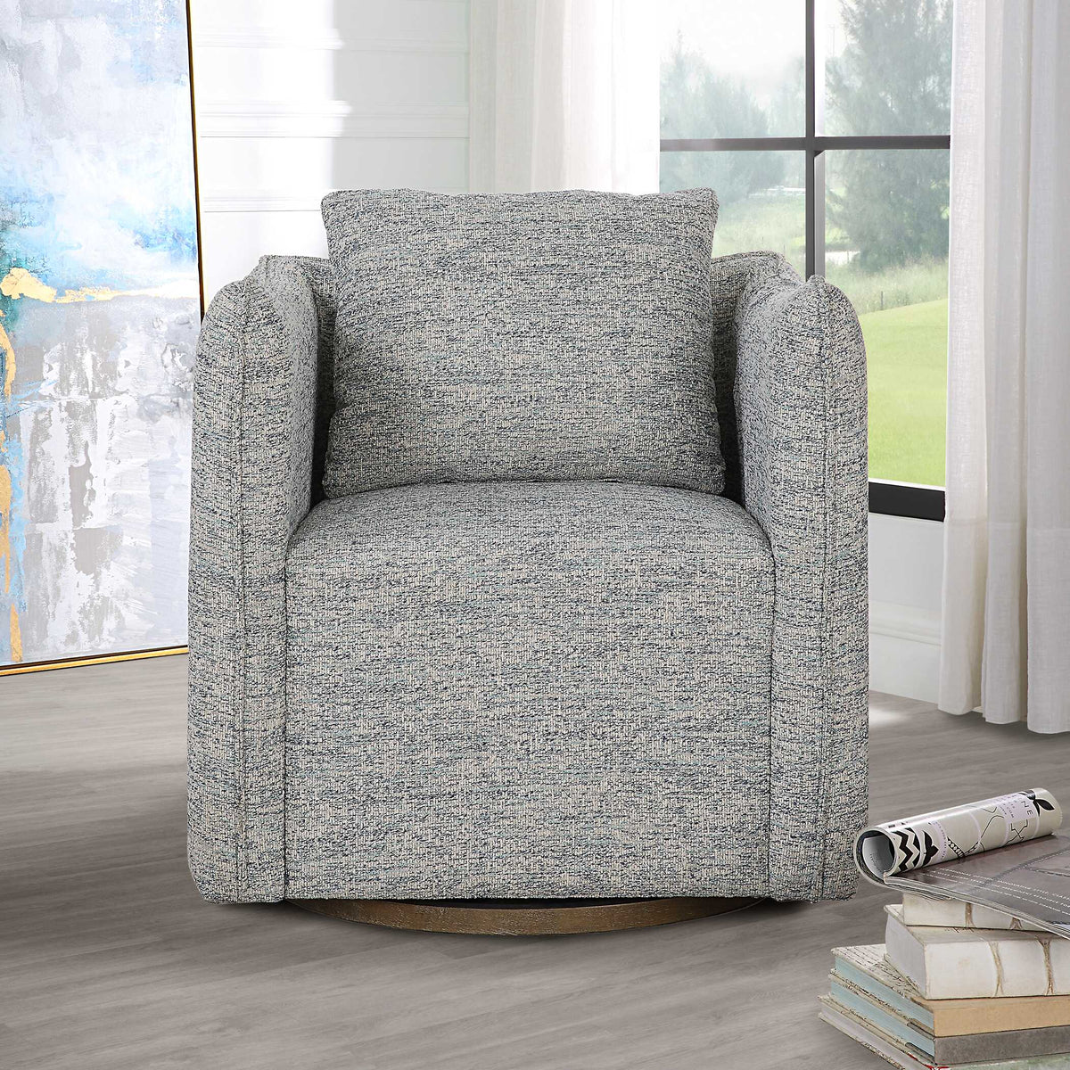 Corben Blue Swivel Chair - Ornate Home