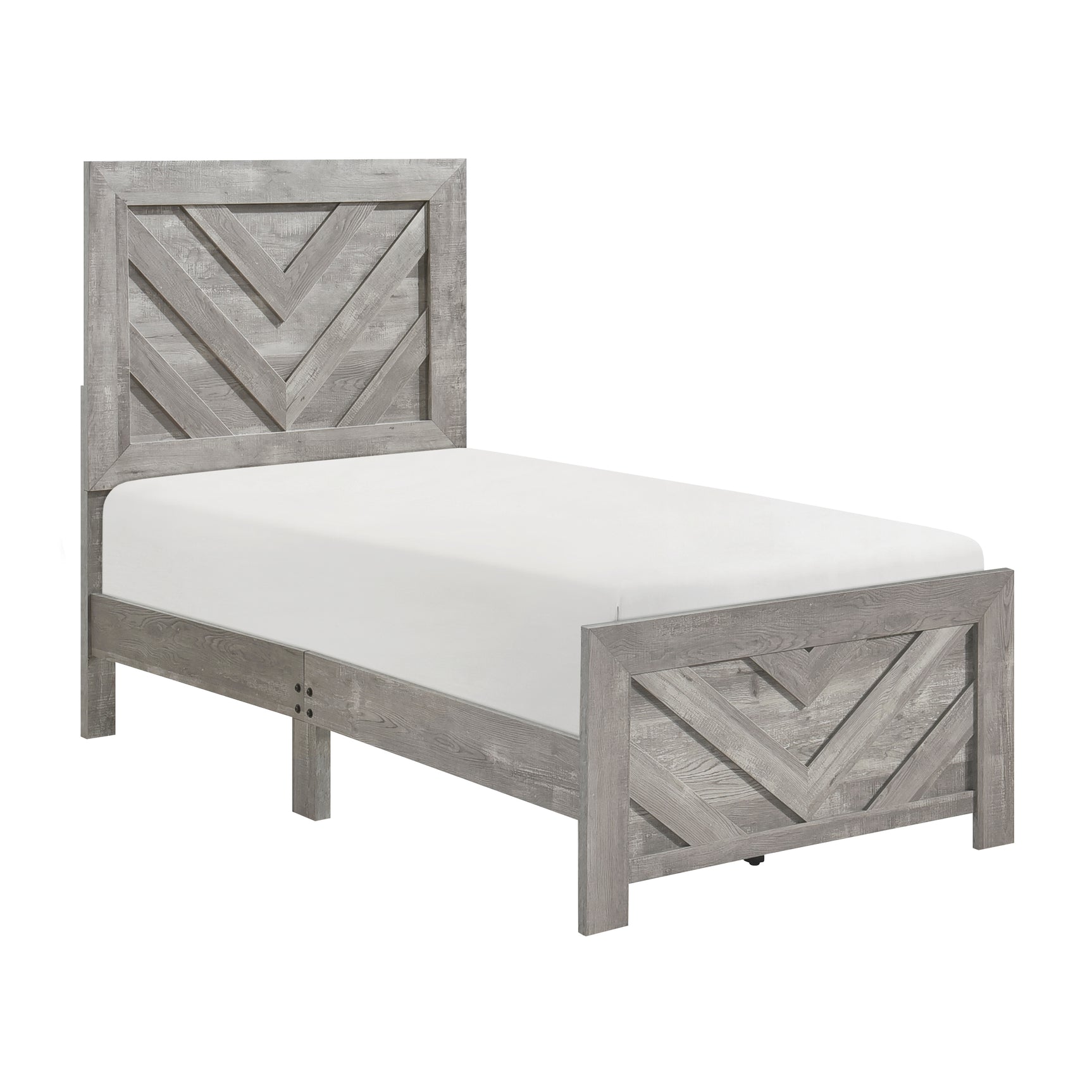 Corbin Gray 5-Piece Twin Bedroom Set (V-Pattern) - Ornate Home