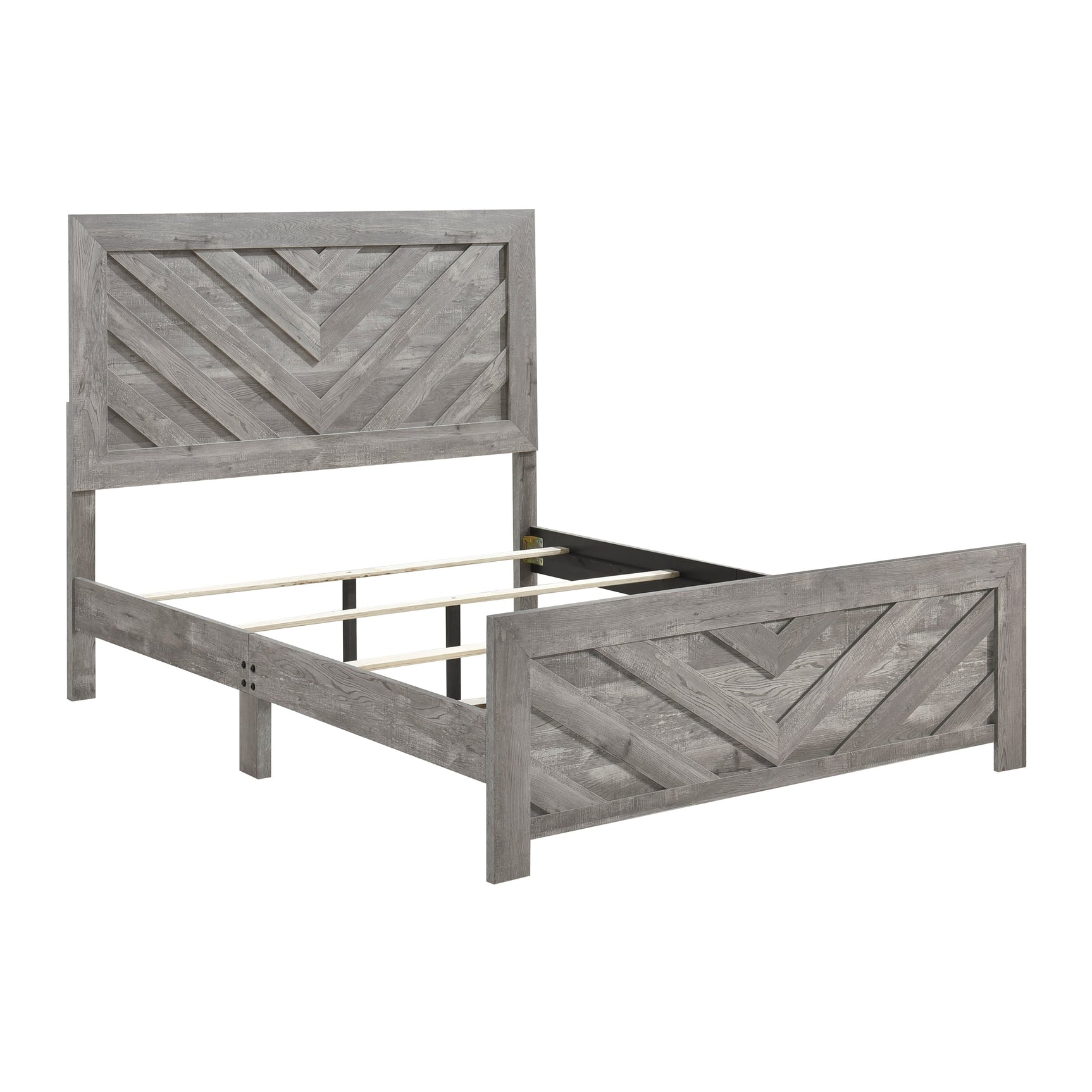 Corbin Gray Chevron Pattern Eastern King Bed - Ornate Home