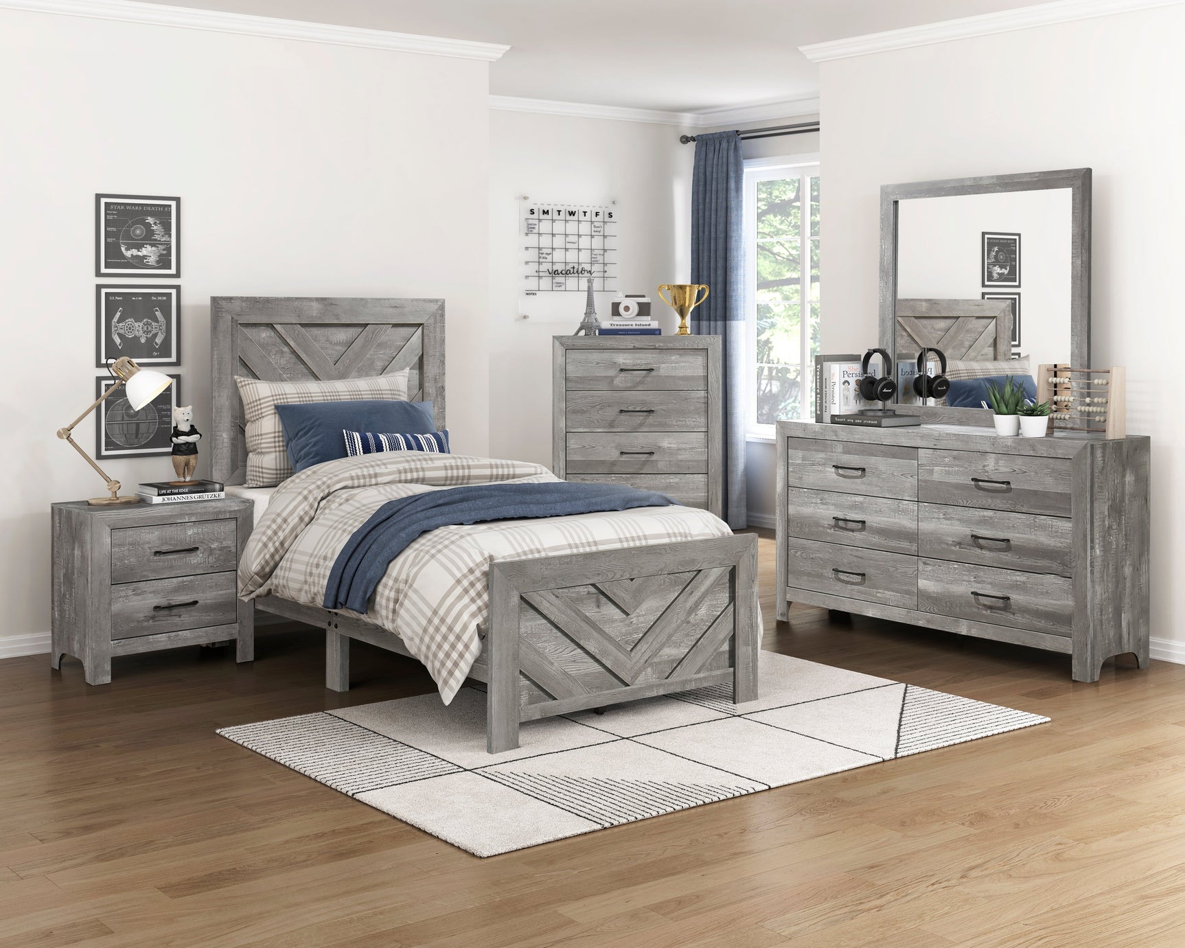 Corbin Gray Twin Bed - Ornate Home