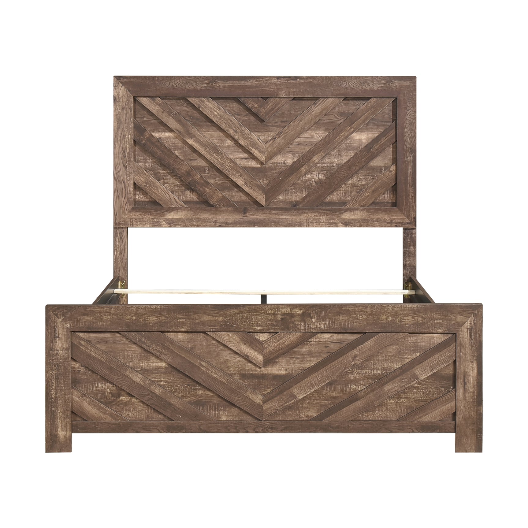 Corbin Rustic Brown 5-Piece Queen Bedroom Set (V-Pattern) - Ornate Home