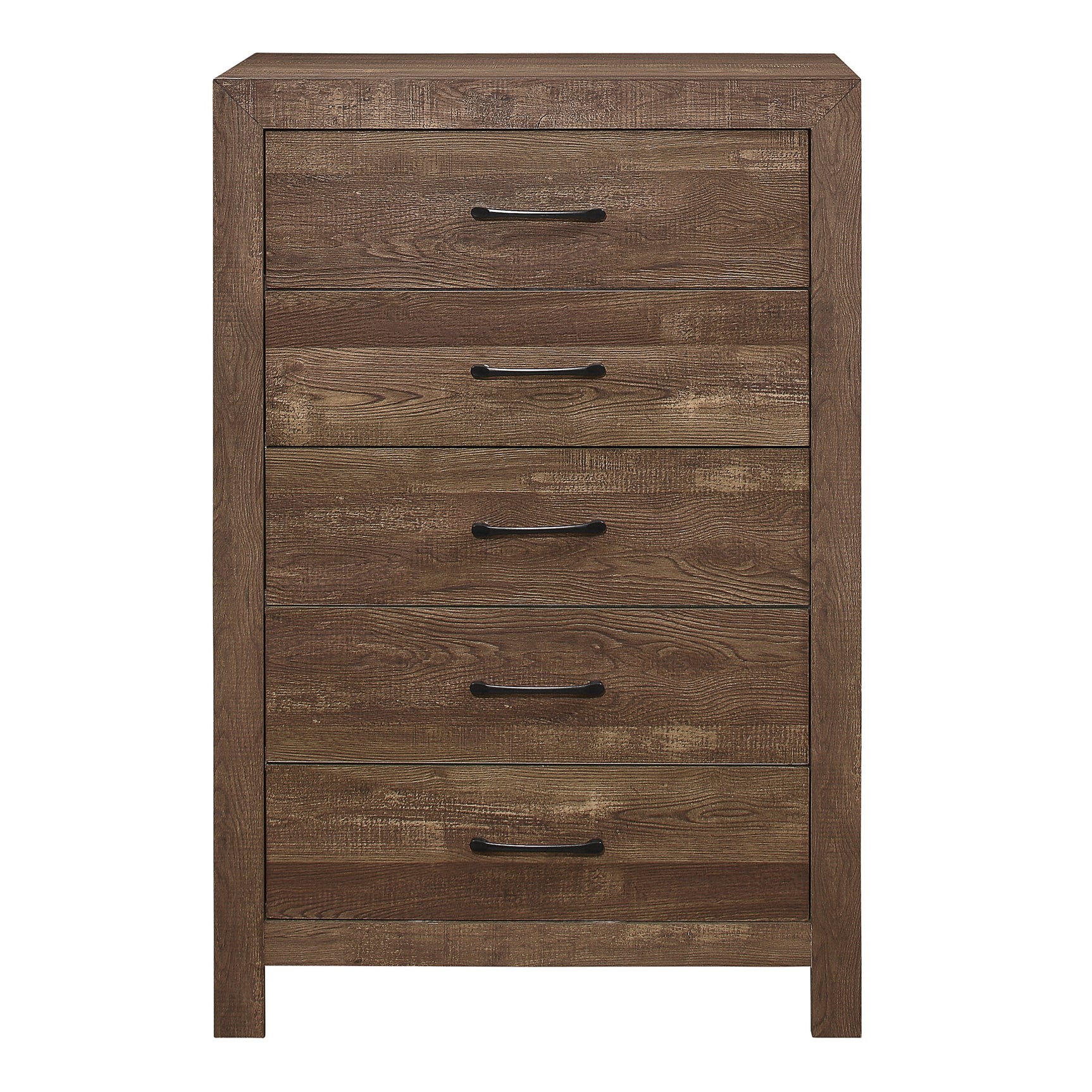 Corbin Rustic Brown 5-Piece Queen Bedroom Set (V-Pattern) - Ornate Home