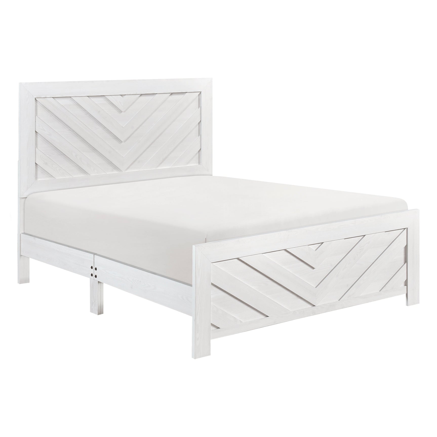 Corbin White Chevron Pattern Full Bed - Ornate Home