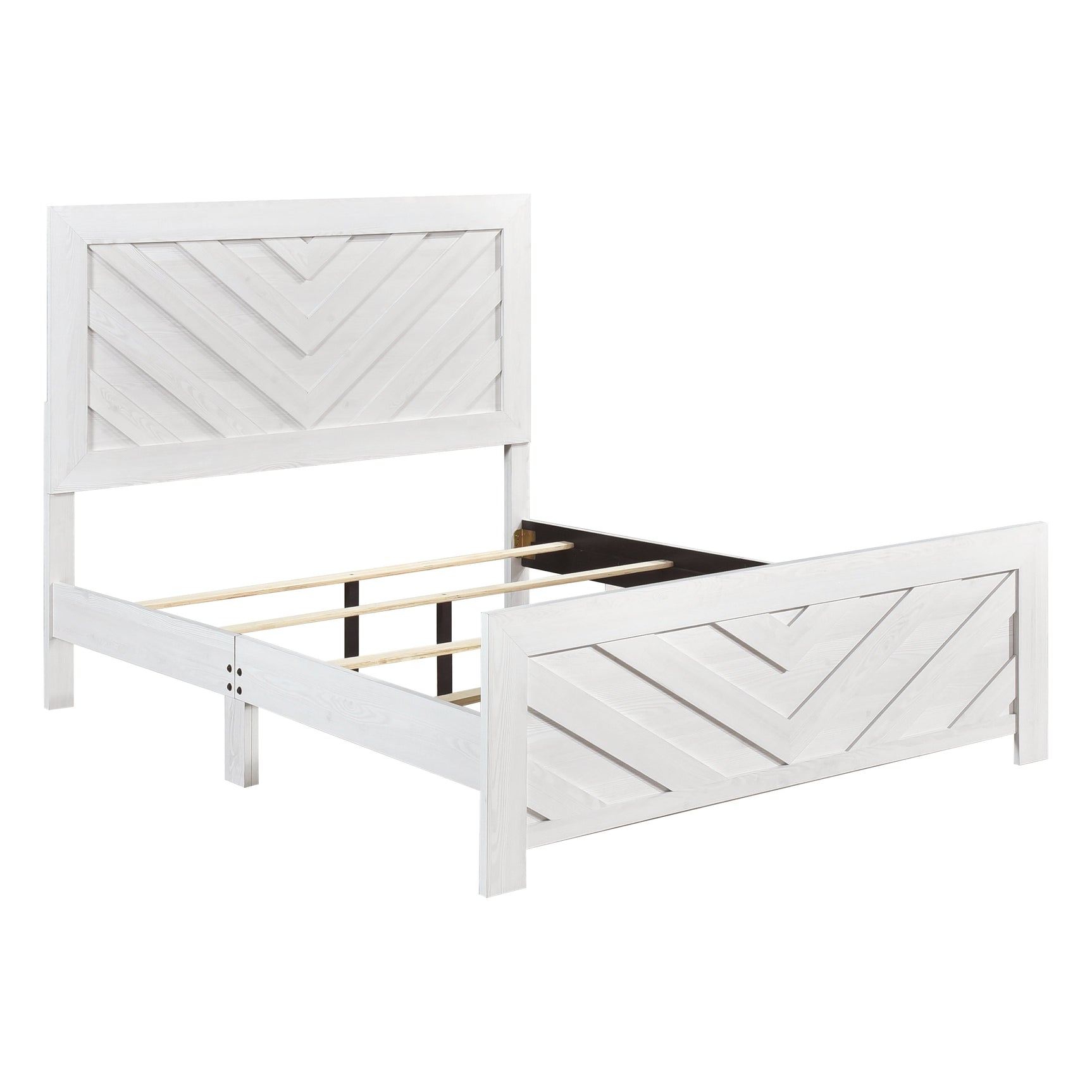 Corbin White Chevron Pattern Full Bed - Ornate Home