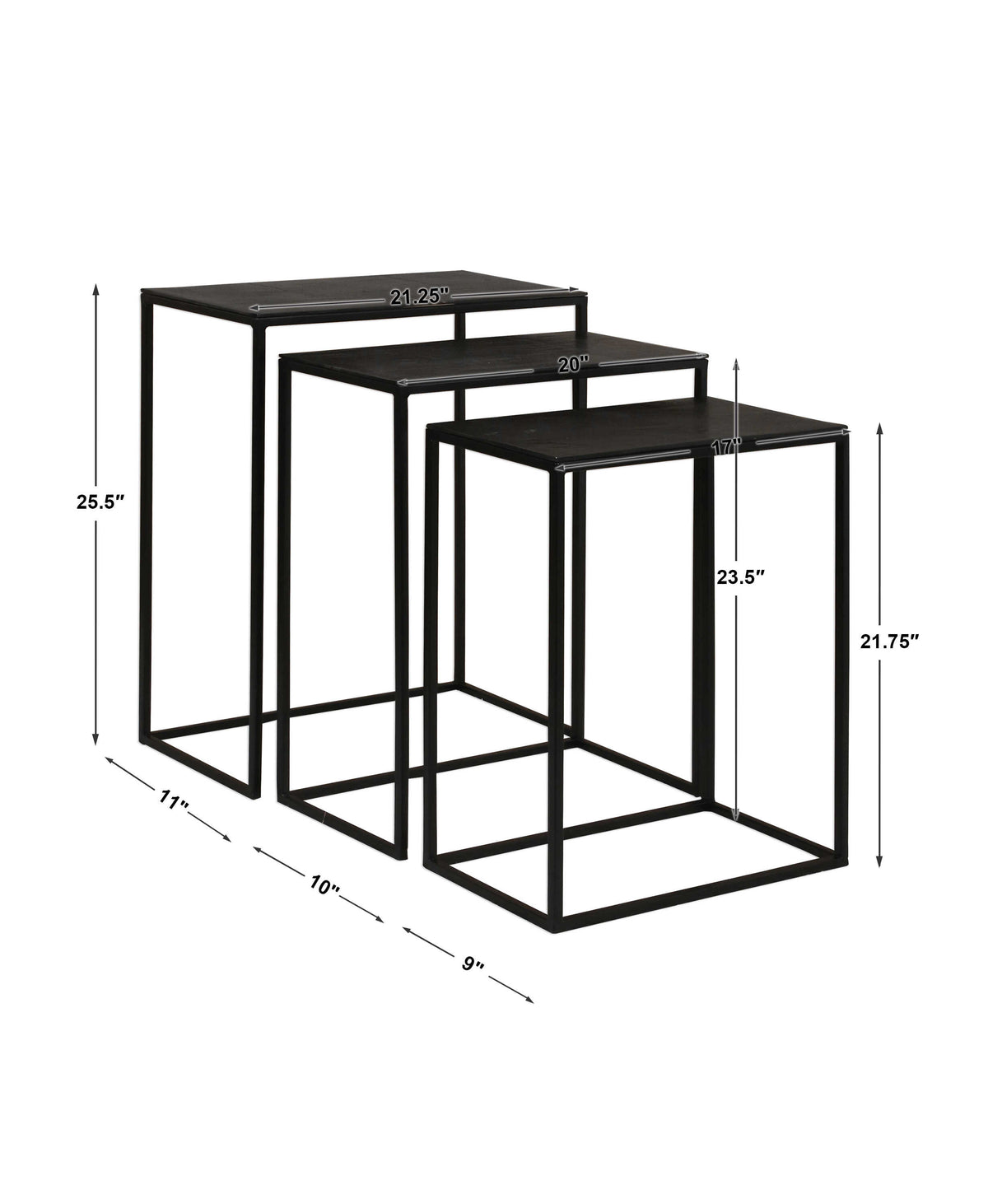 Coreene Bronze Iron Nesting Tables (Set of 3) - Ornate Home