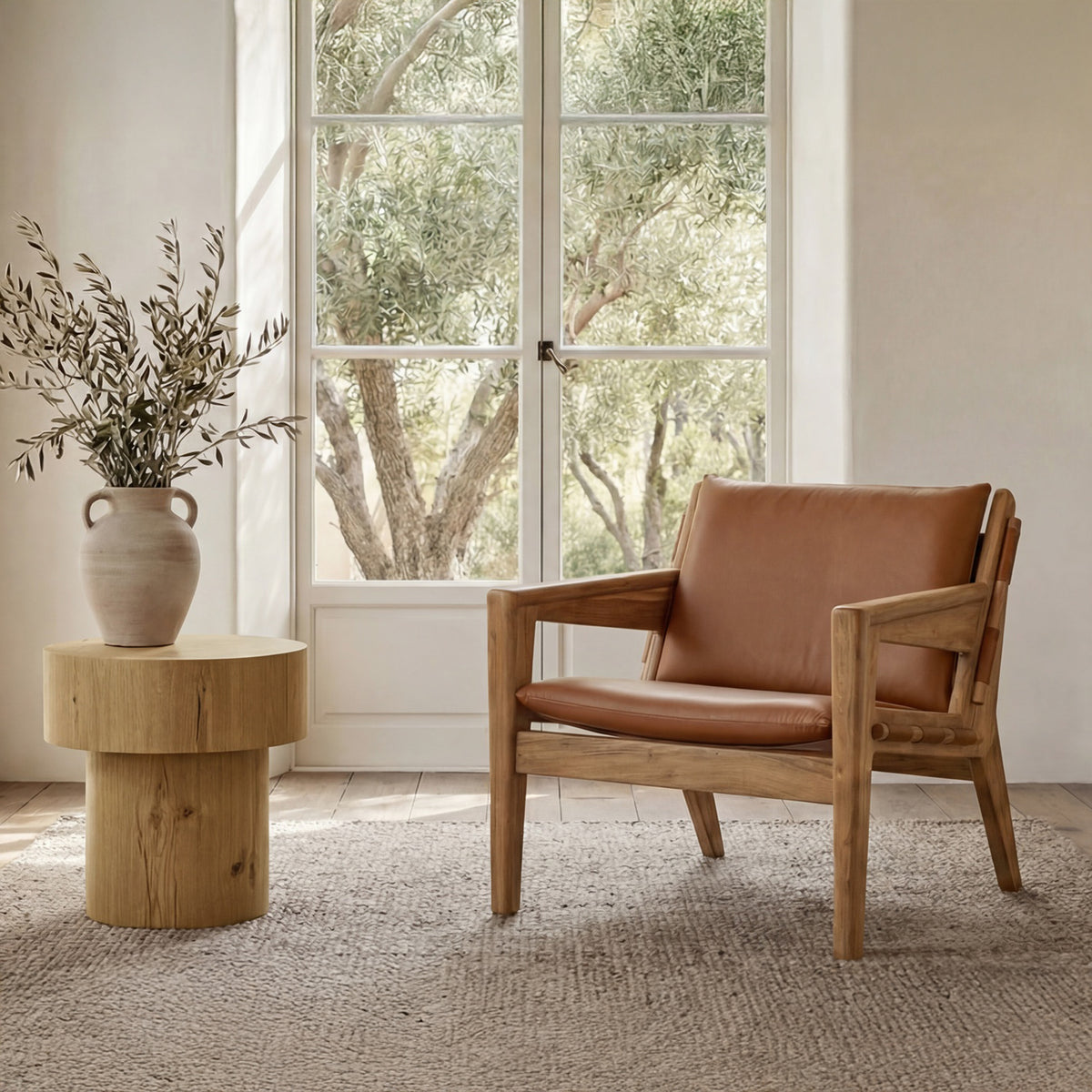 Corey Rustic Oak Side Table - Ornate Home