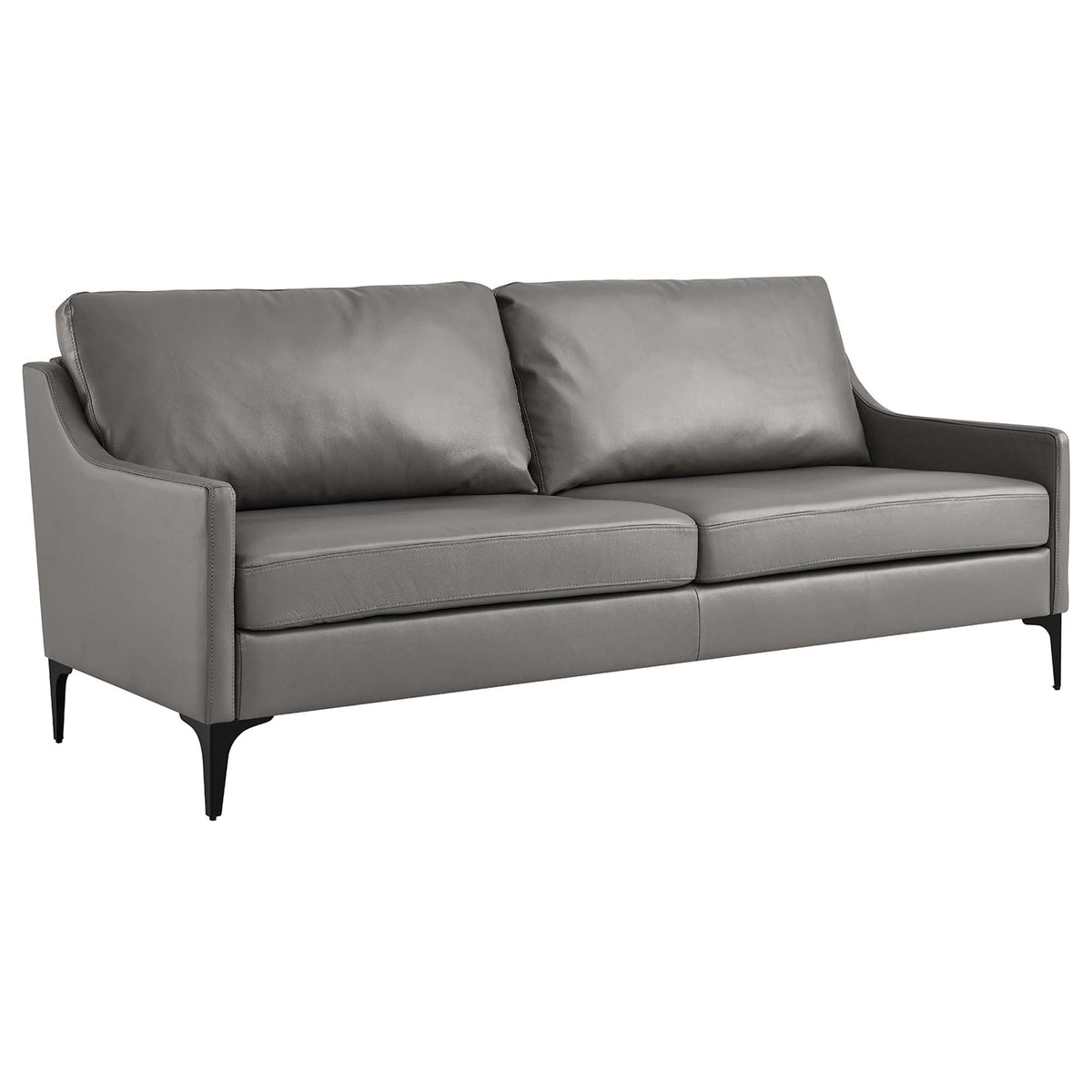 Corland Gray Leather Sofa - Ornate Home