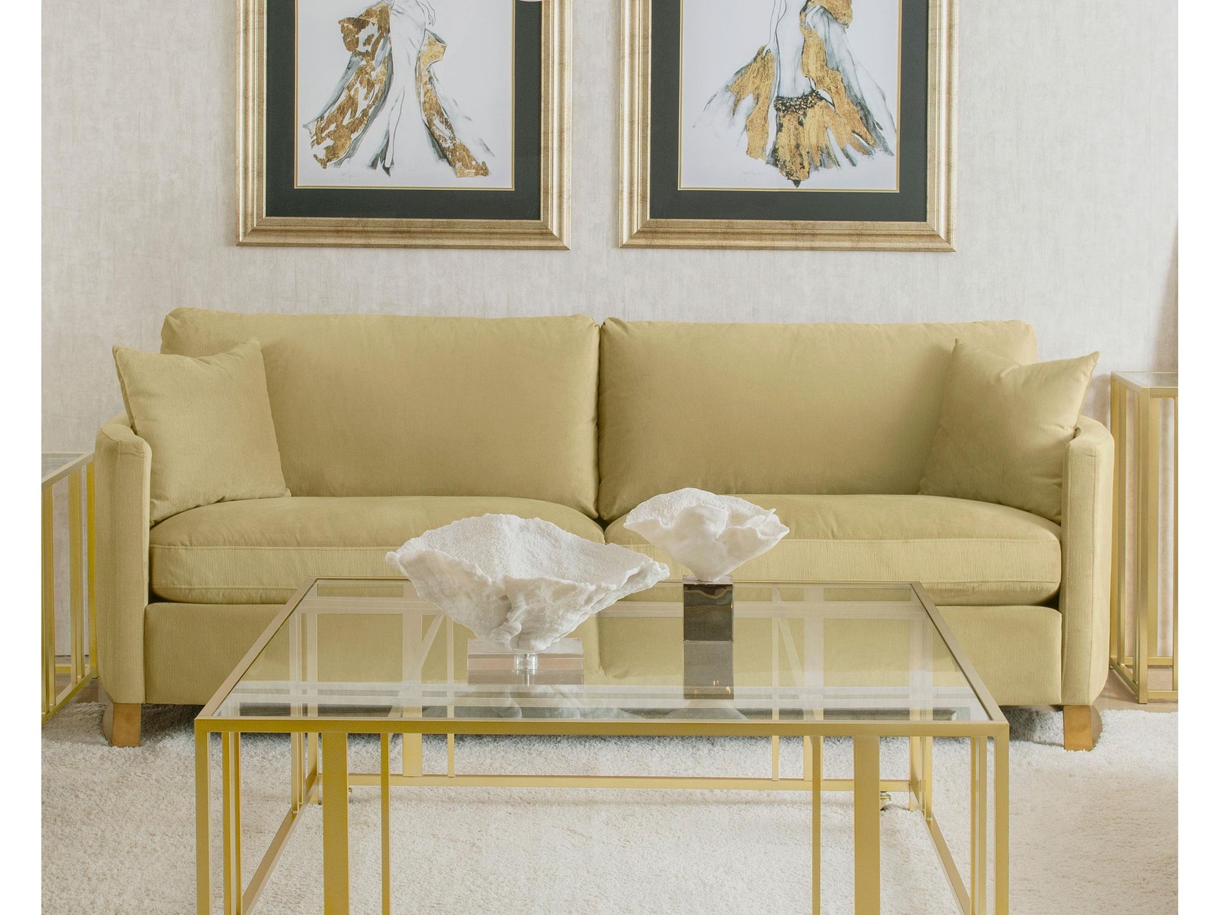 Corliss Camel Upholstered Curved Track Arm Sofa - Ornate Home