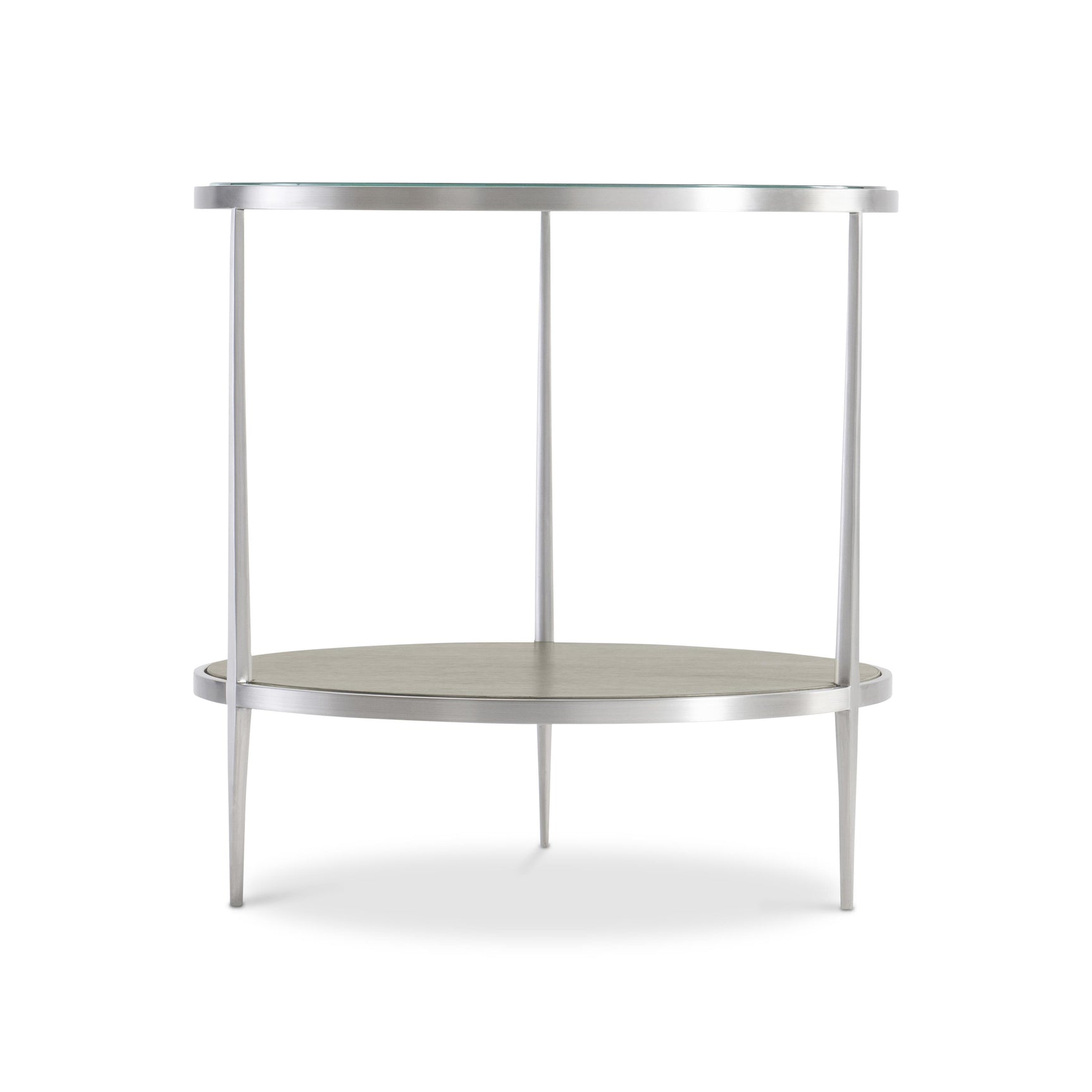 Cornelia Brushed Stainless Steel/Nebbia Raund Side Table - Ornate Home
