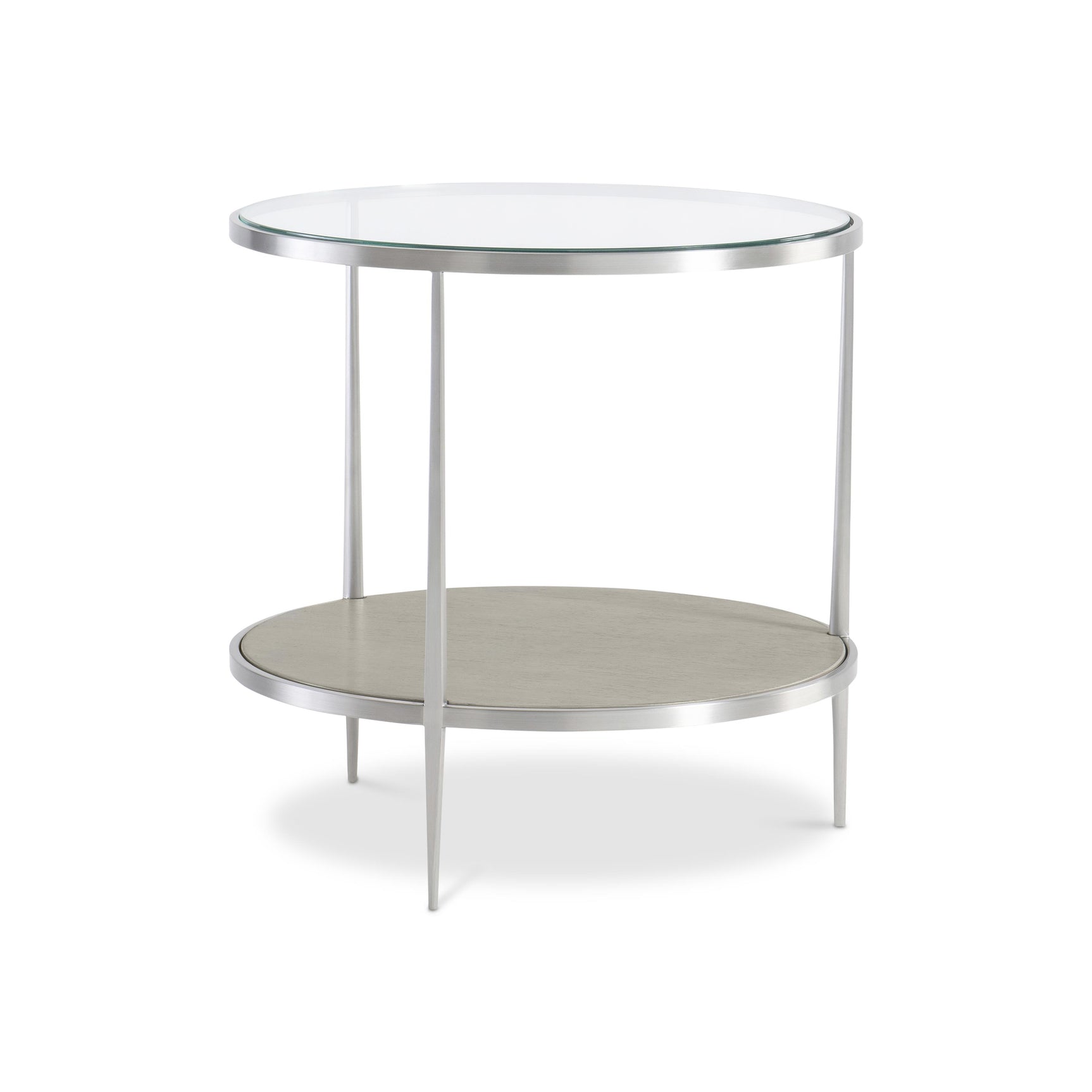 Cornelia Brushed Stainless Steel/Nebbia Raund Side Table - Ornate Home
