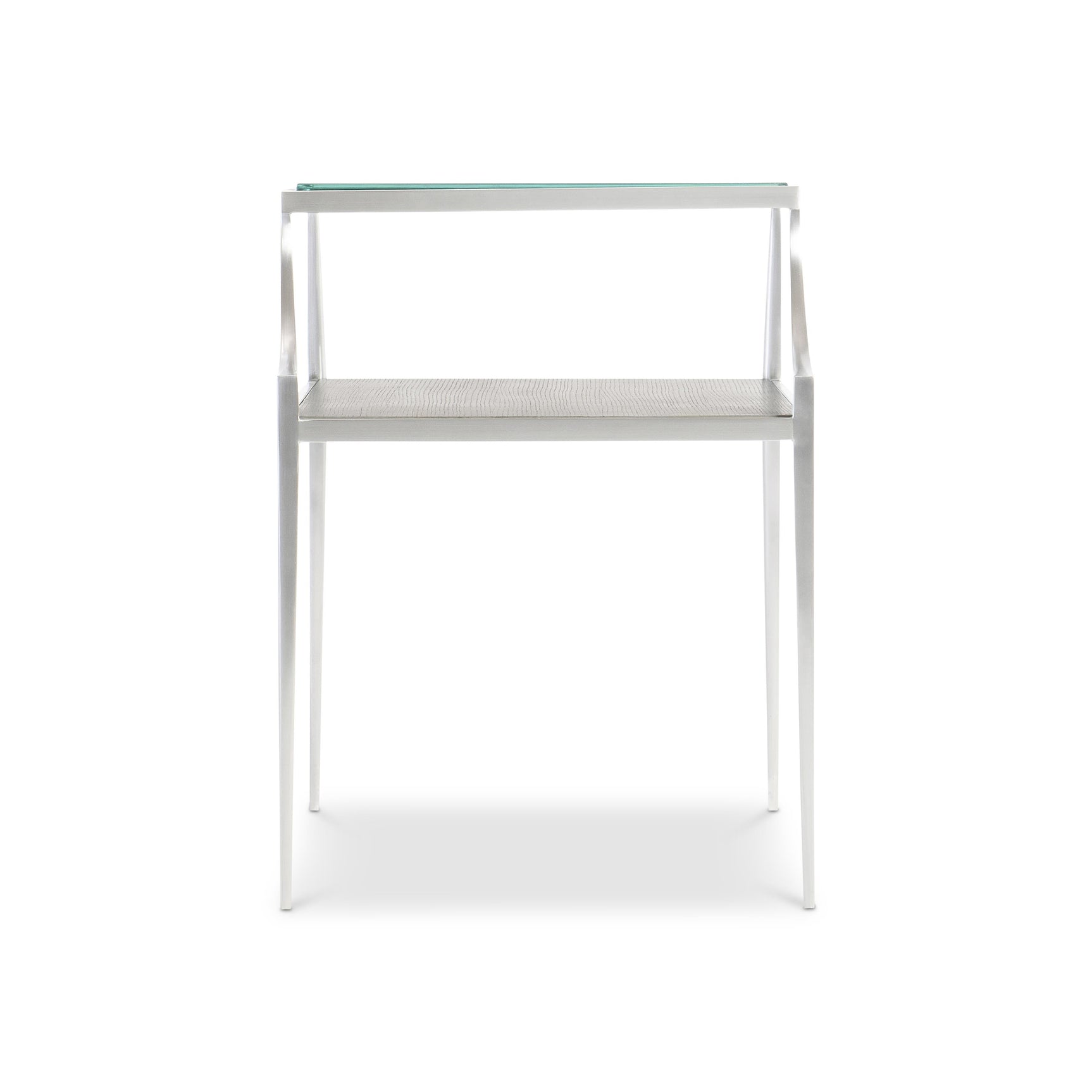 Cornelia Brushed Stainless Steel/Nebbia Rectangular Side Table - Ornate Home