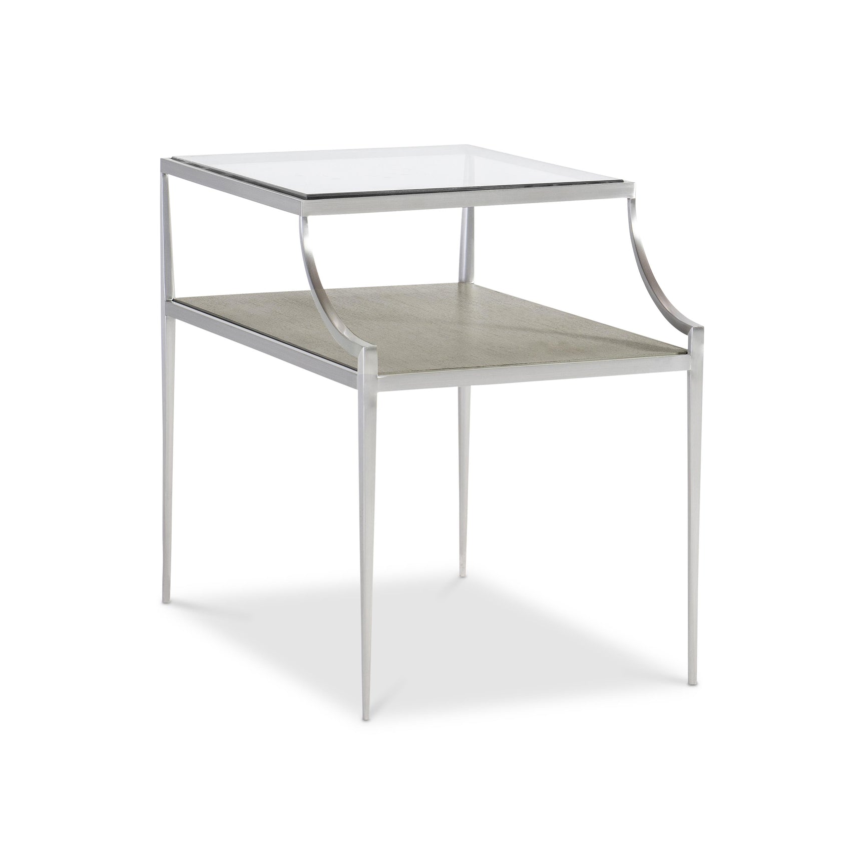 Cornelia Brushed Stainless Steel/Nebbia Rectangular Side Table - Ornate Home