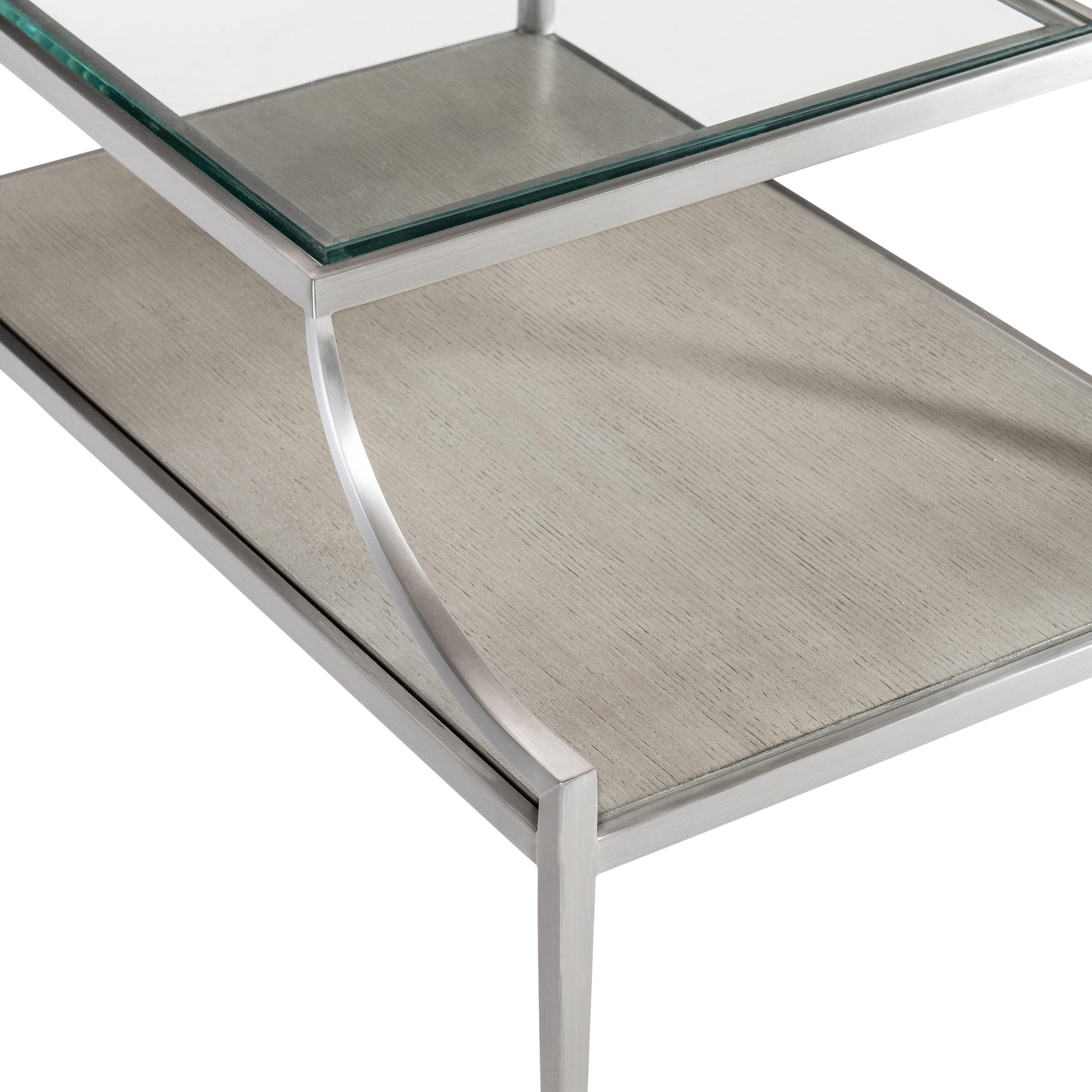 Cornelia Brushed Stainless Steel/Nebbia Rectangular Side Table - Ornate Home