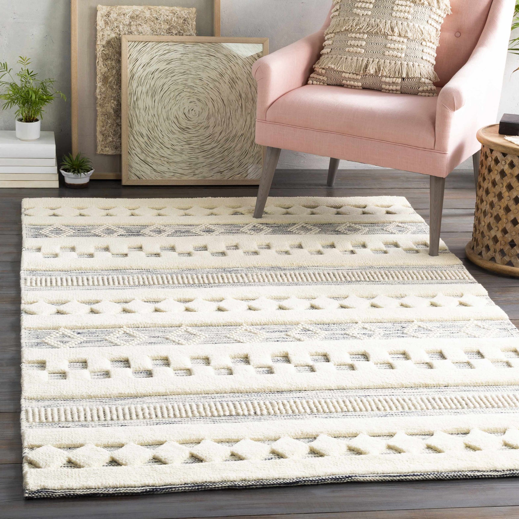 Corry Cream&Black Wool Rug - Clearance - Ornate Home