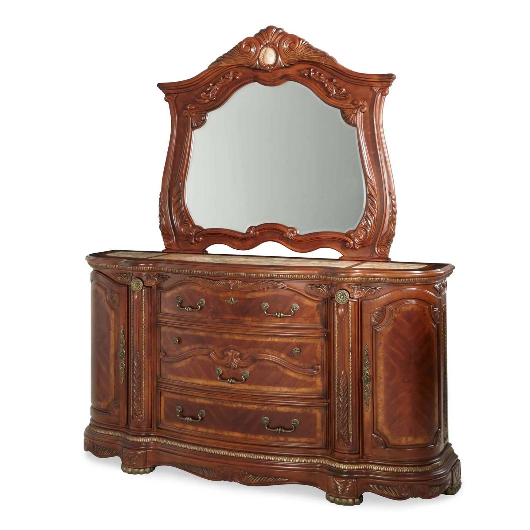 Cortina Honey Walnut Dresser & Mirror - Ornate Home