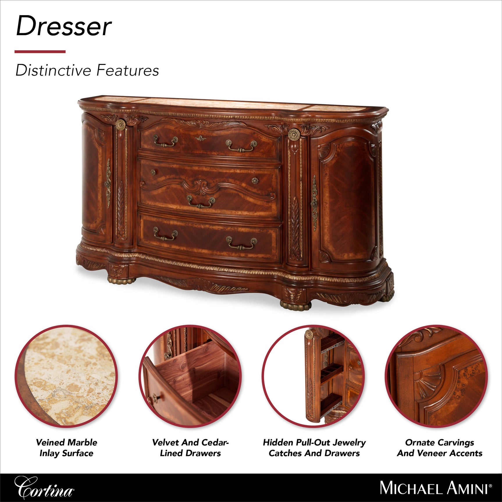 Cortina Honey Walnut Dresser - Ornate Home