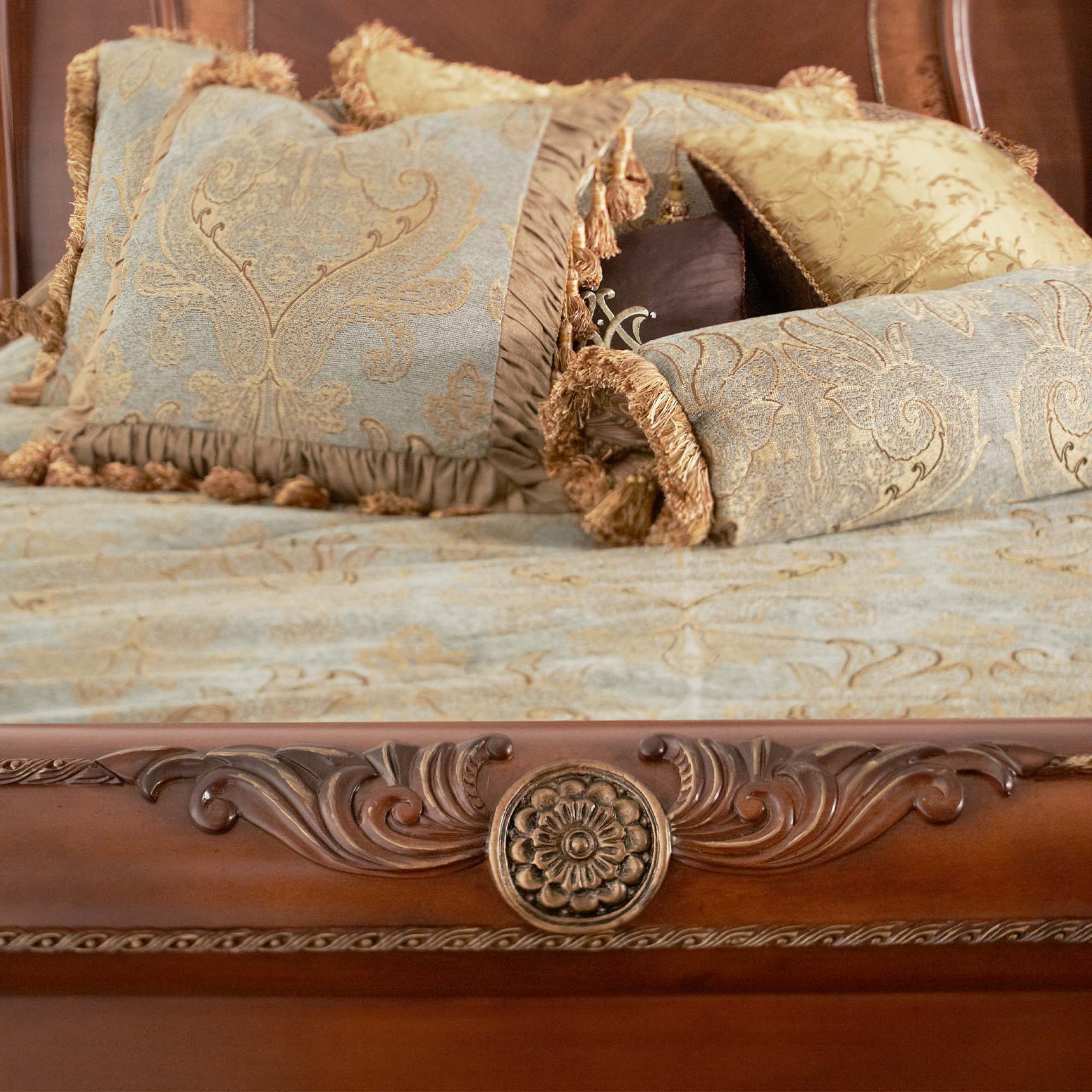 Cortina Honey Walnut/Quarry Cal. King Sleigh Bed - Ornate Home