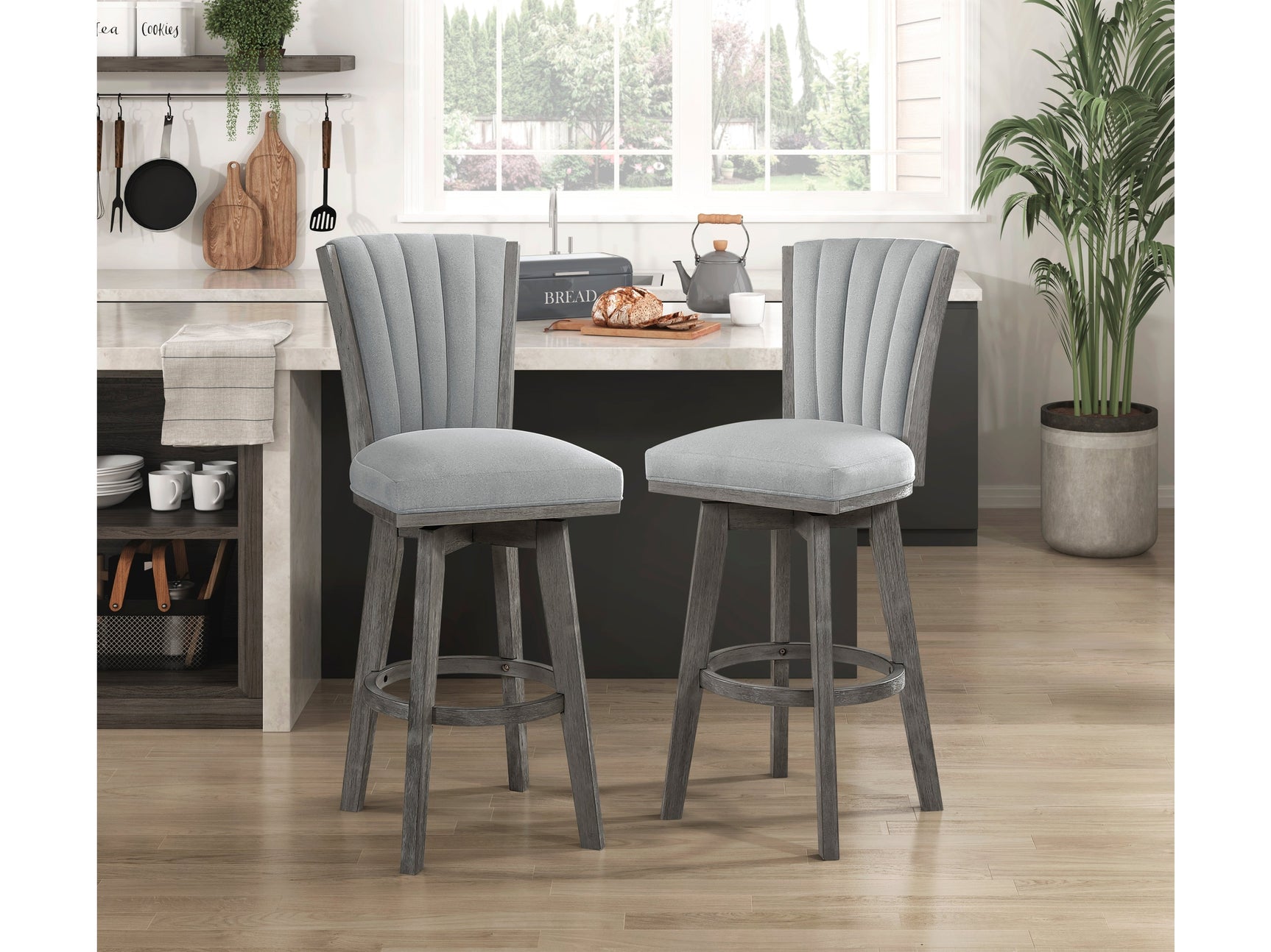 Corvallis Gray Swivel Pub Height Chair - Ornate Home