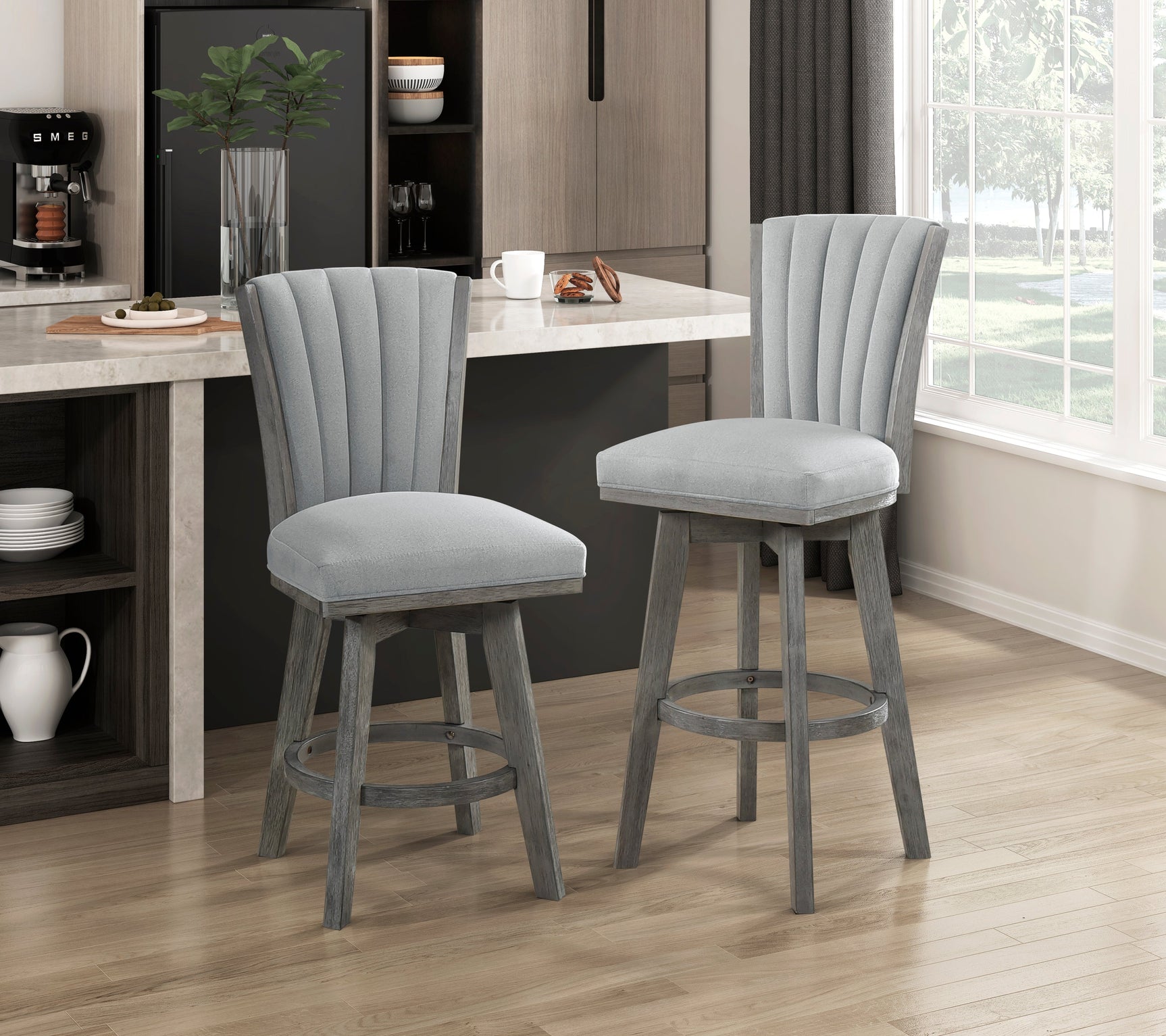 Corvallis Gray Swivel Pub Height Chair - Ornate Home