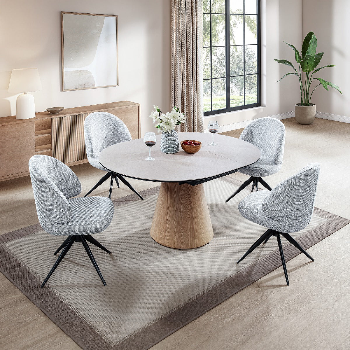 Corwin Natural Round Dining Table W/Ceramic Top