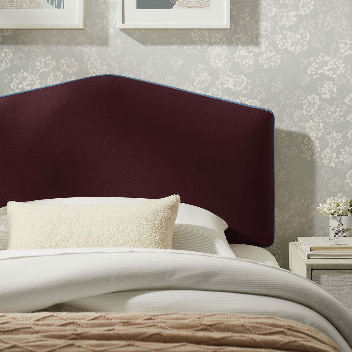 Cosette Mulberry Performance Velvet Twin Size Headboard - Ornate Home