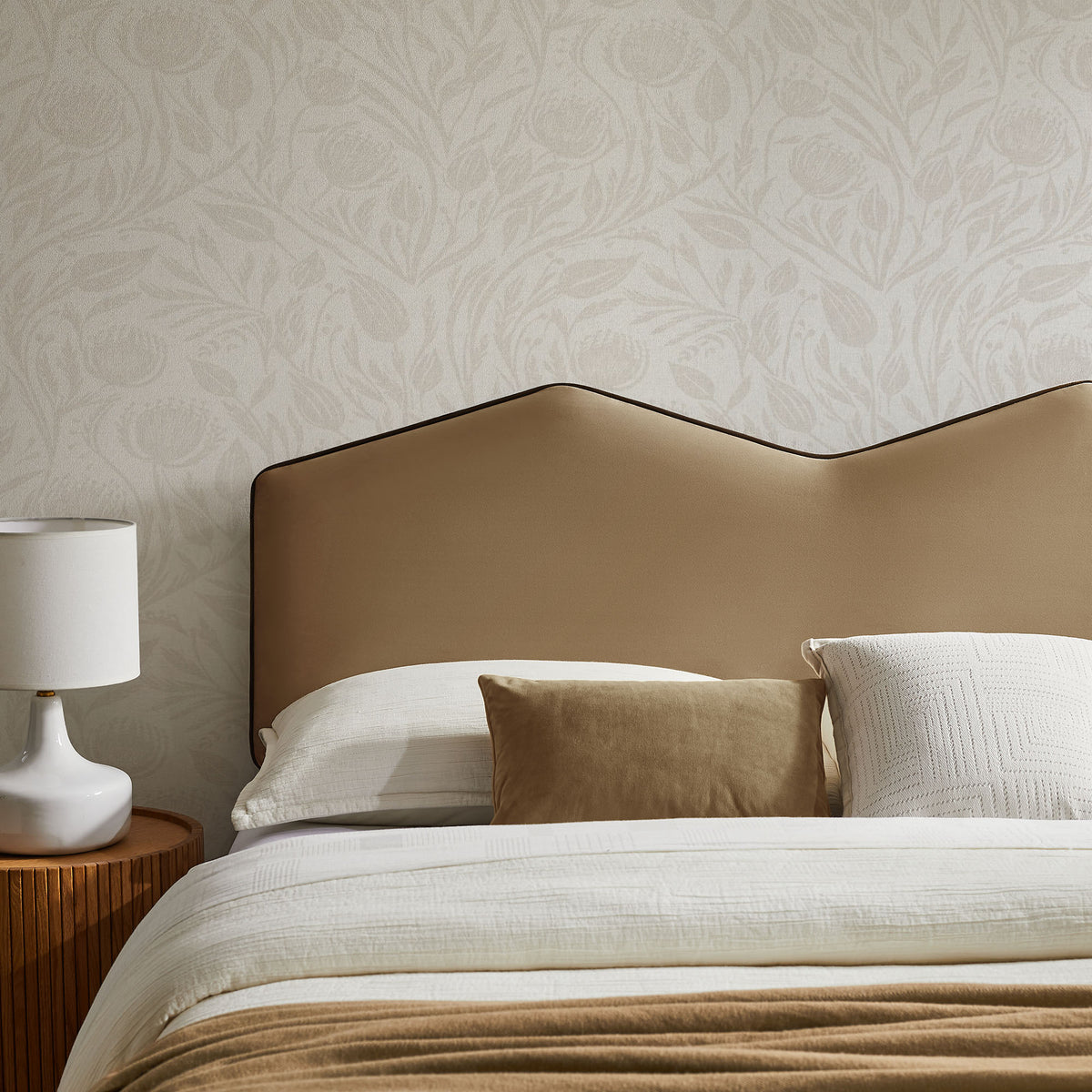 Cosette Taupe Performance Velvet Queen Size Headboard - Ornate Home