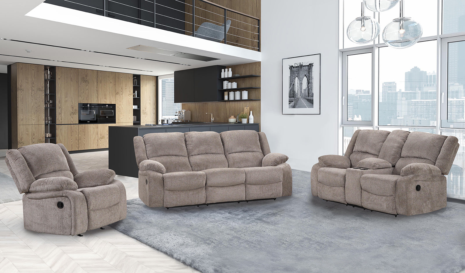 Cosimo Mocha Reclining Sofa - Ornate Home