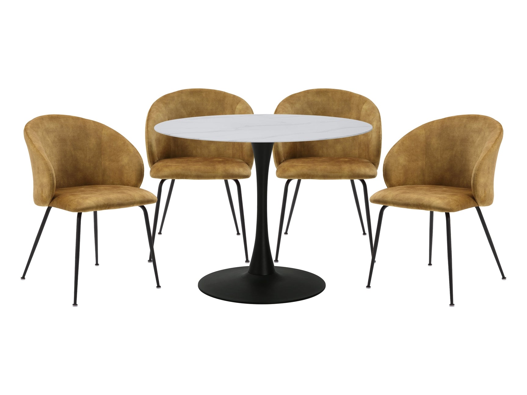 Cosimo White/Mustard/Black 5-Piece Dining Table Set - Ornate Home