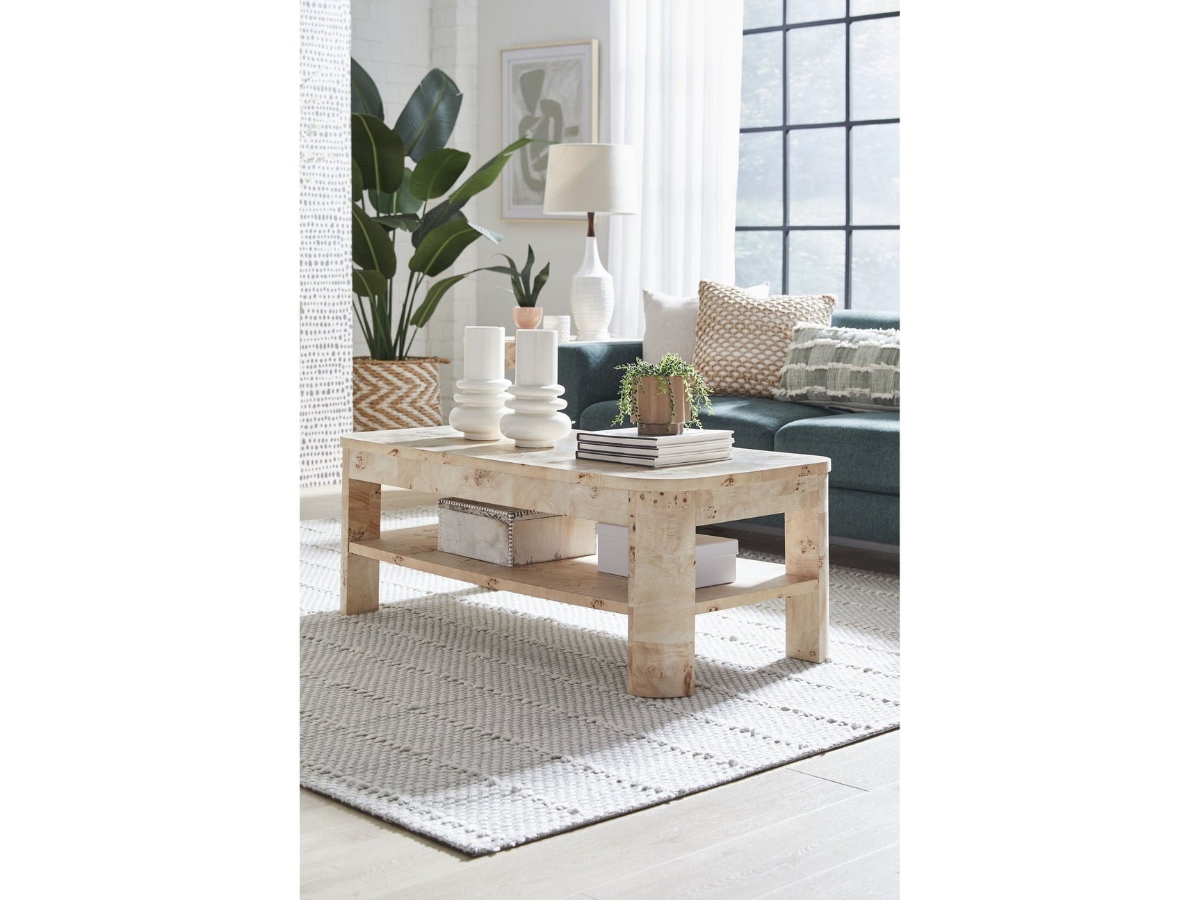 Cosmo Mappa Burl Coffee Table in Amber Kiss - Ornate Home