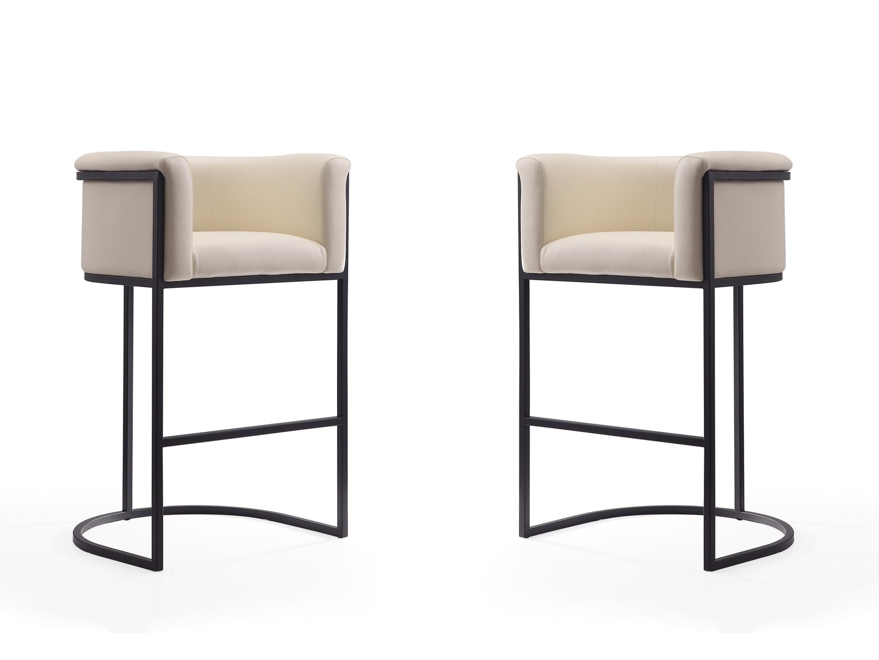 Cosmopolitan Barstool in Cream and Black (set of 2) - Ornate Home