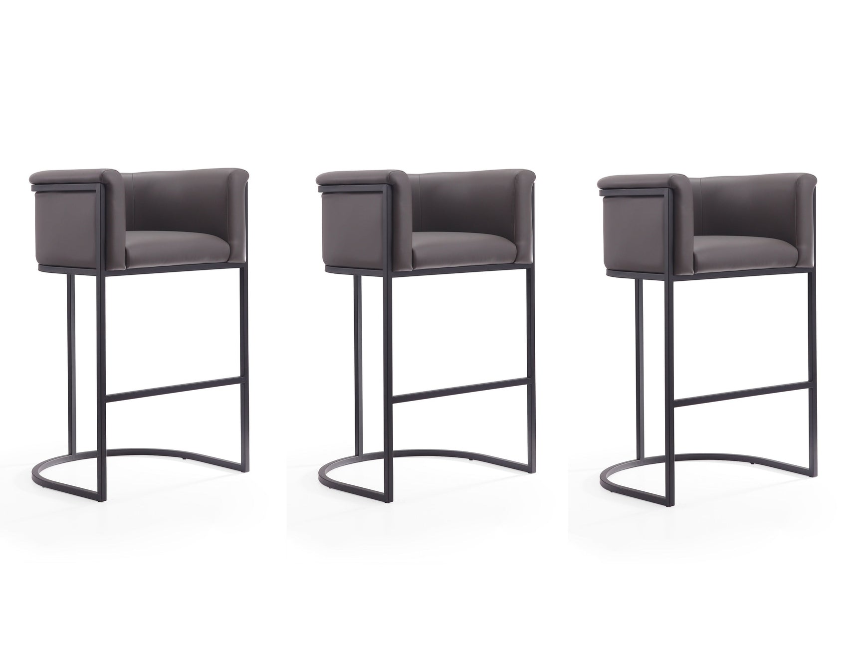 Cosmopolitan Barstool in Pebble and Black (set of 3) - Ornate Home