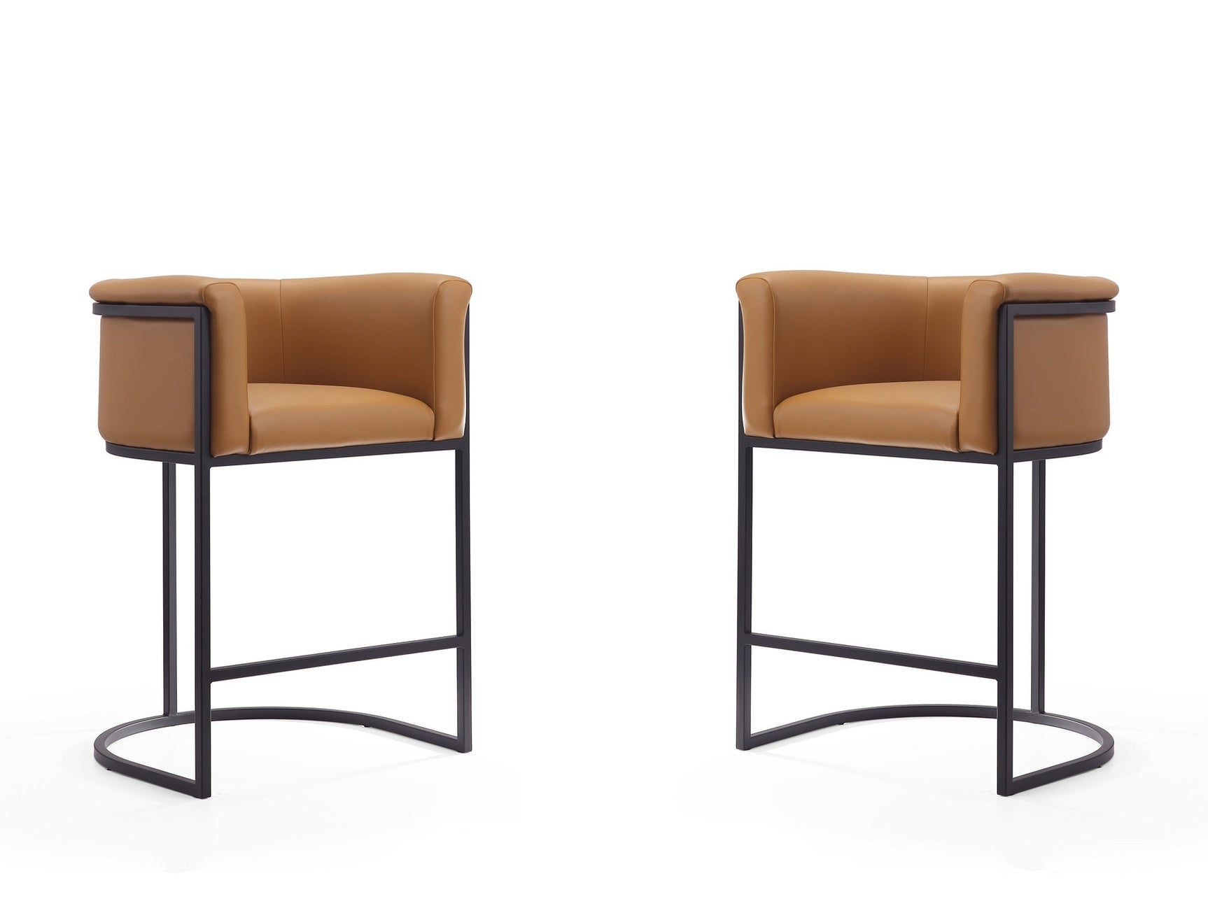 Cosmopolitan Counter Stool in Camel and Black (set of 2) - Ornate Home