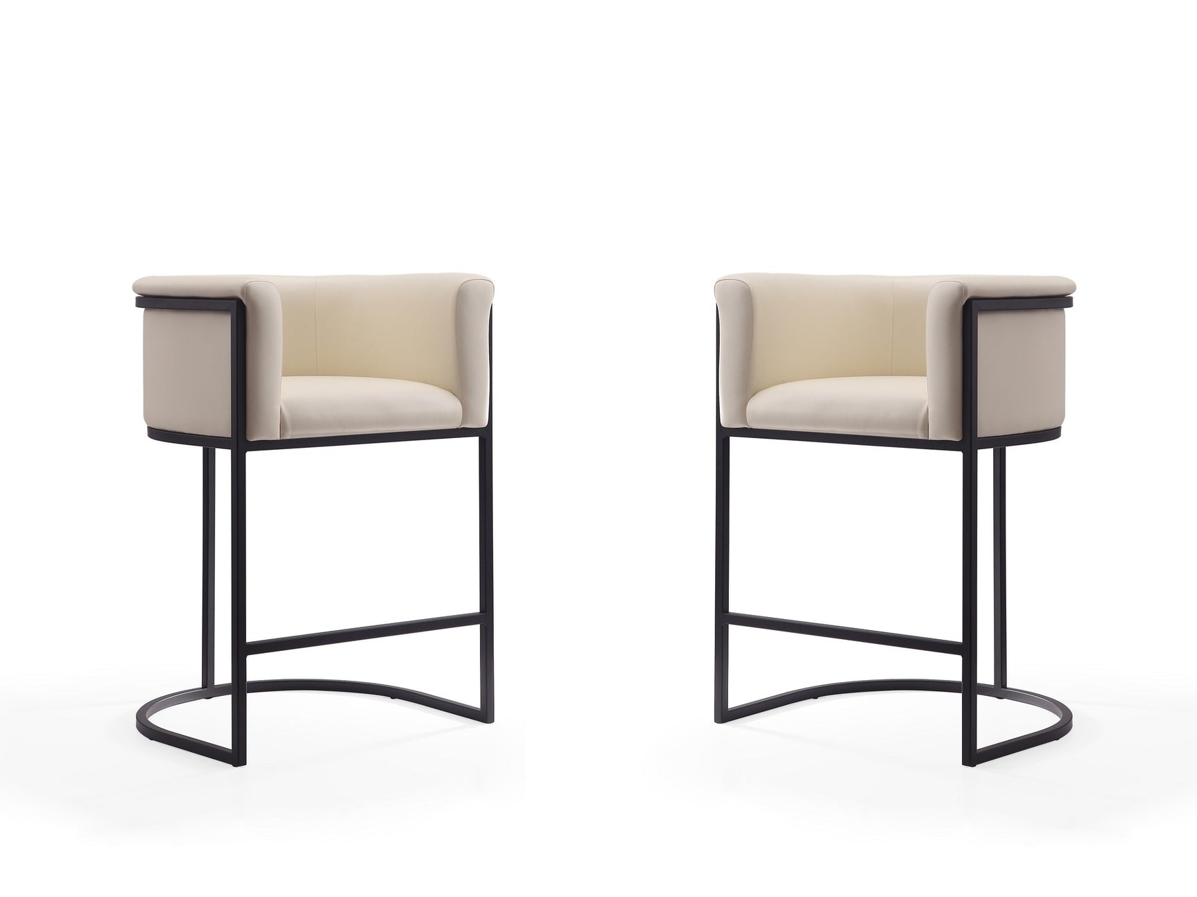 Cosmopolitan Counter Stool in Cream and Black (set of 2) - Ornate Home