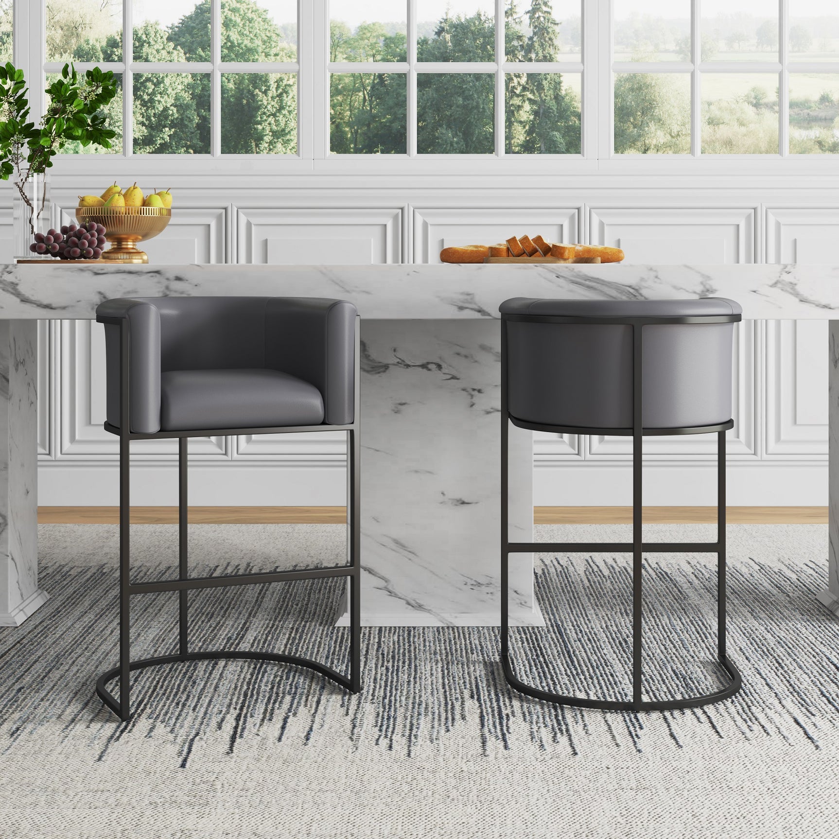 Cosmopolitan Counter Stool in Grey and Black - Ornate Home